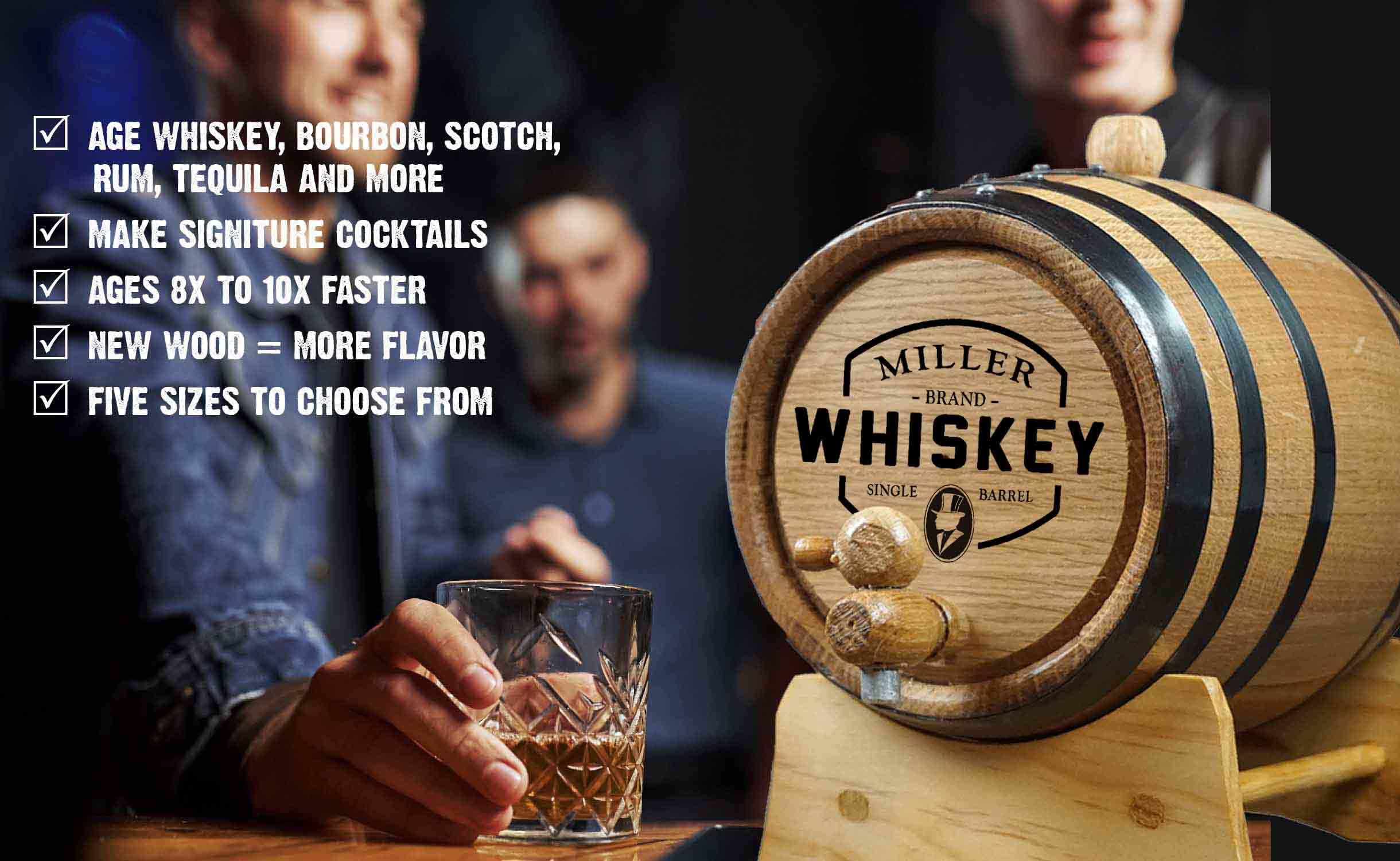 20L Oak Aging Barrel (5 Gallon) - Personalized Whiskey Barrel with Stand, Bung & Spigot - Charred American Oak Mini Barrel for Home Brewing, Distilling & Aging Spirits - Perfect for Bourbon, Wine & Craft Beer Maturation