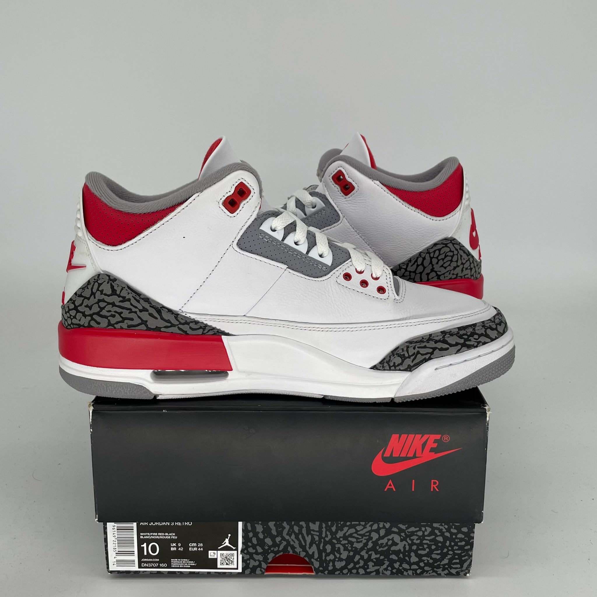 Original Air Jordan 3 Retro 'Fire Red' Men's Basketball Shoes - Size 10 (DN3707-160) | Authentic Sneakers for Sports, Streetwear & Casual Outfits