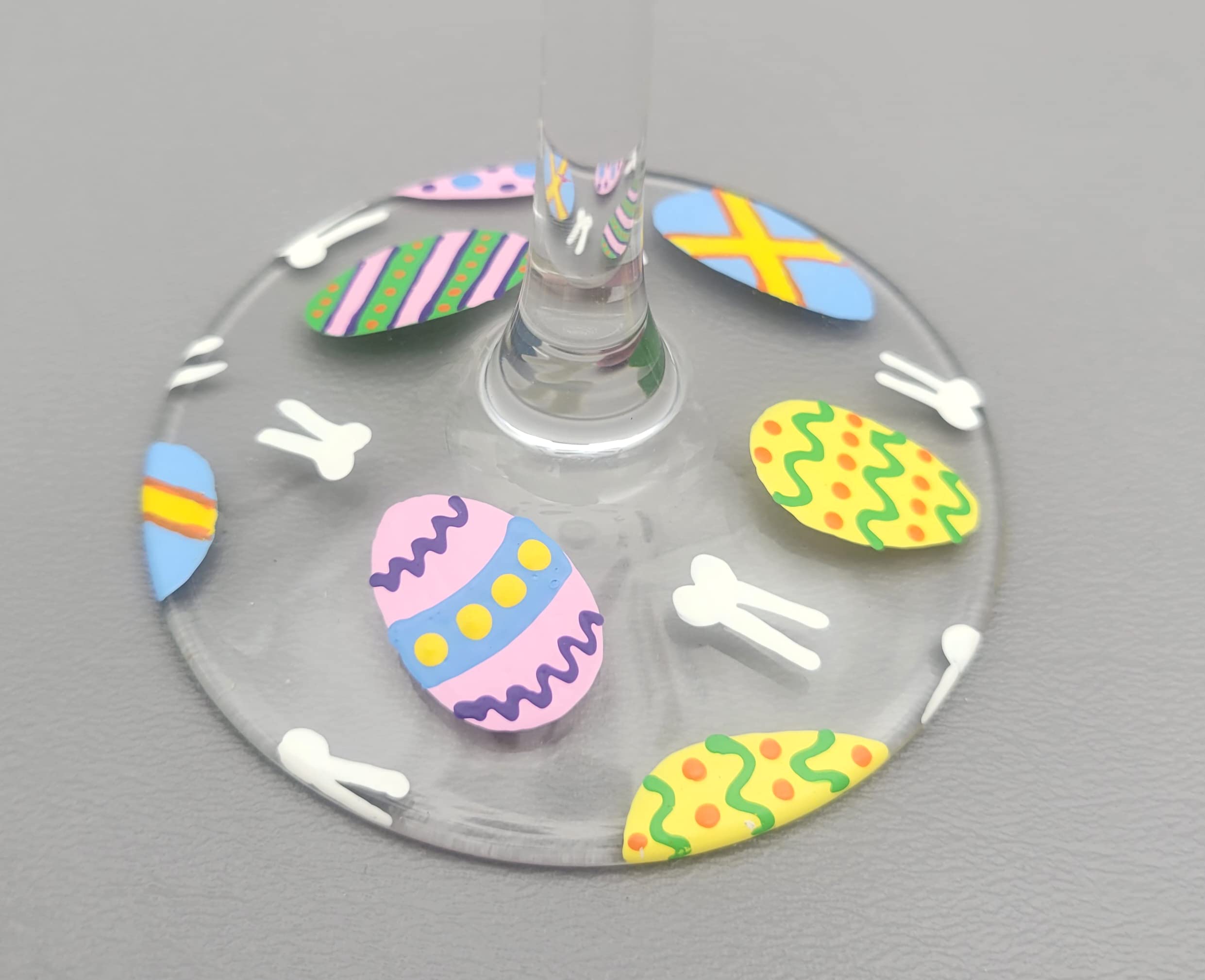 Hand-Painted Easter Egg Martini Glass Set - Bunny & Decorated Egg Design - Easter Cocktail Party, Home Bar Decor, Spring Celebration Gift