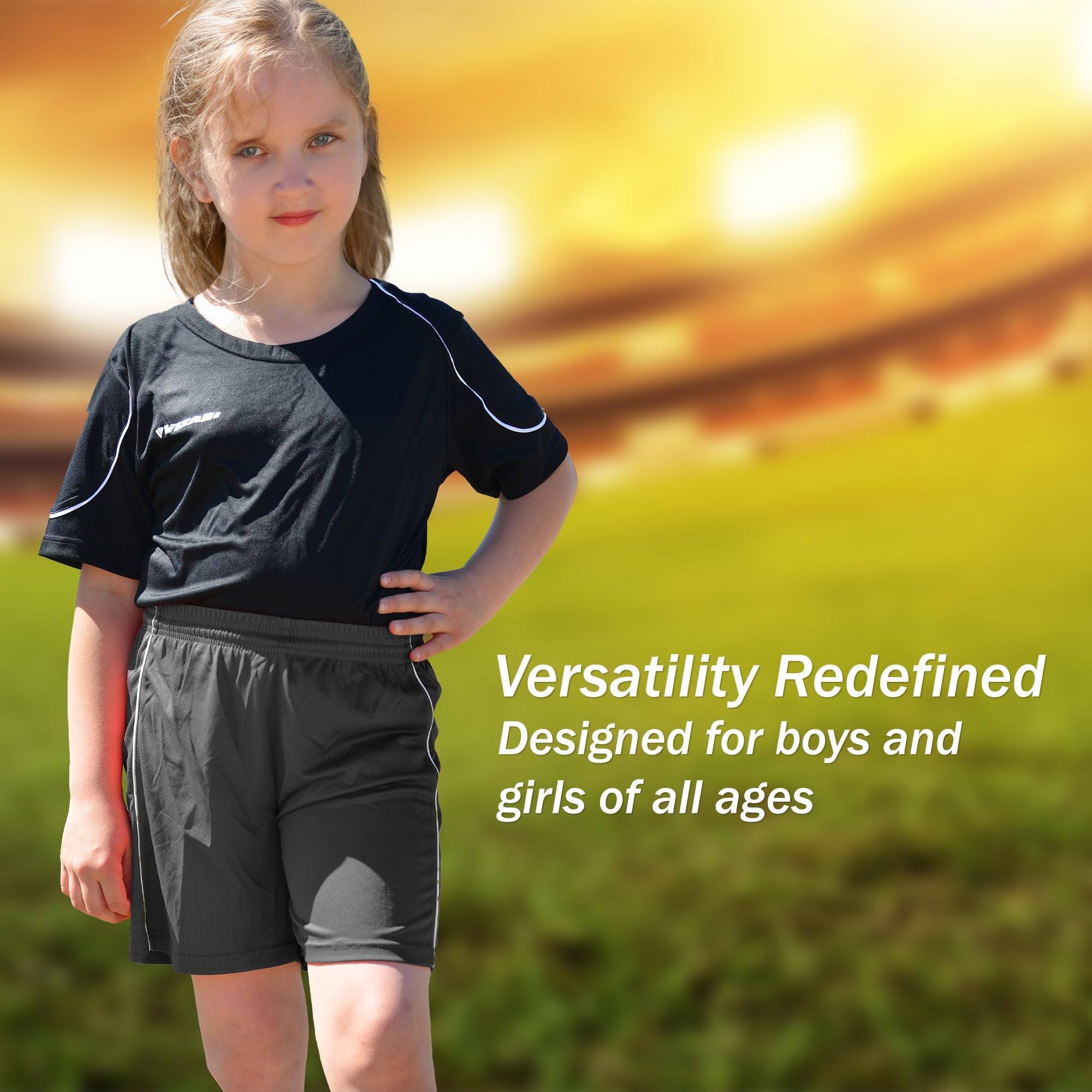 Vizari Dynamo Soccer Shorts for Boys & Girls - Adjustable Youth Athletic Shorts for Soccer, Running & Training | Perfect for Games, Practice & Outdoor Sports