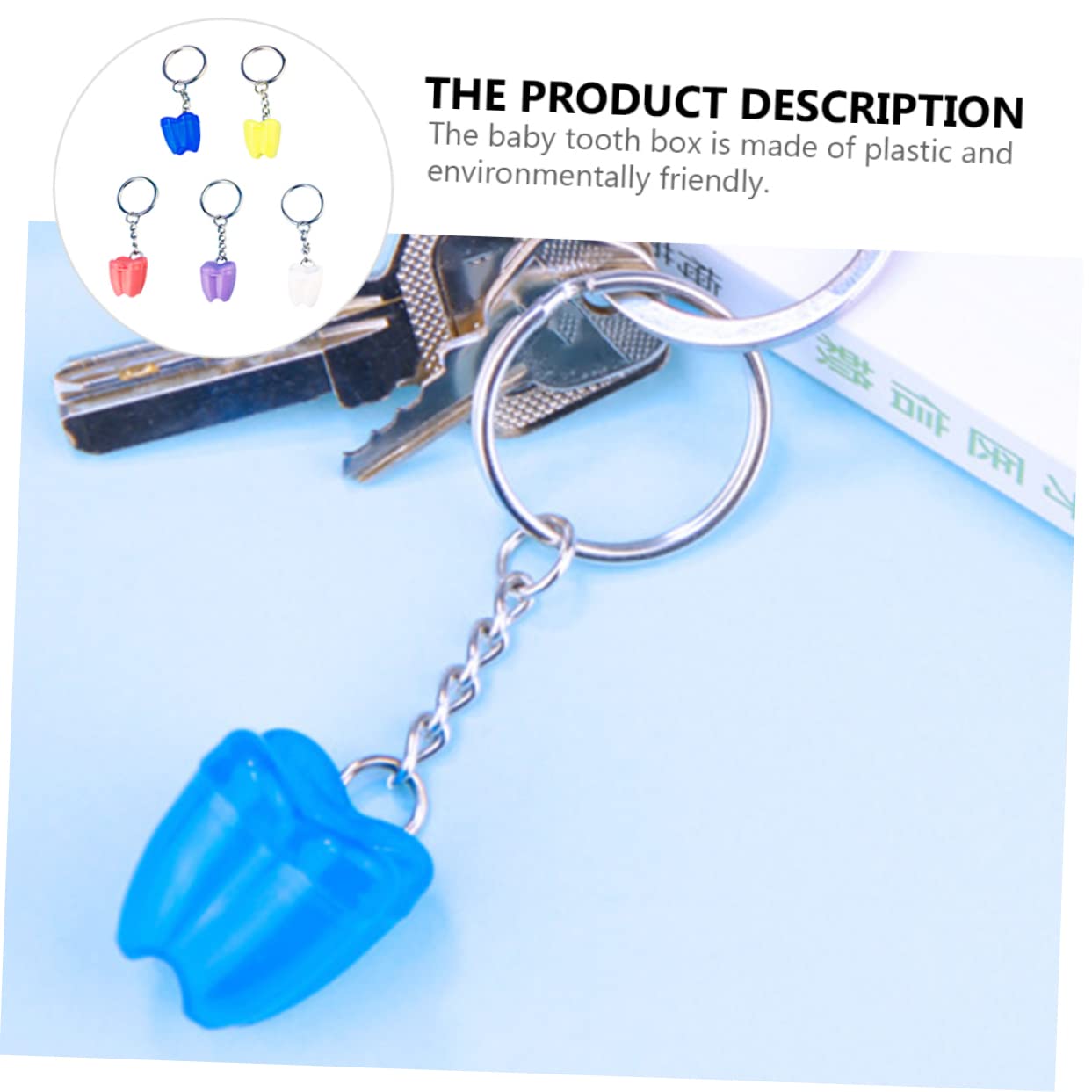 COOLHIYA 5-Pack Plastic Tooth Keychain Holder - Hanging Bag Keyring Case for Teeth Storage | Perfect for Dentist Visits, Travel & Kids Tooth Fairy Gifts