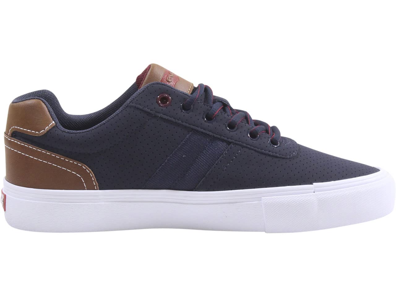 Levi's Men's Lancer Low Top Sneakers - Navy & Burgundy Perforated Lace-Up Shoes Size 9 | Casual Walking & Streetwear Fashion