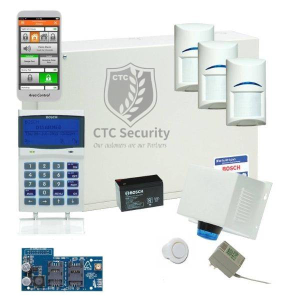 Bosch Solution 6000 Wireless Home Alarm Security System with GSM Kit & 3 Gen 2 Quad Motion Detectors - Protect Your House from Burglary & Intrusion | Ideal for Residential & Small Business Security Monitoring