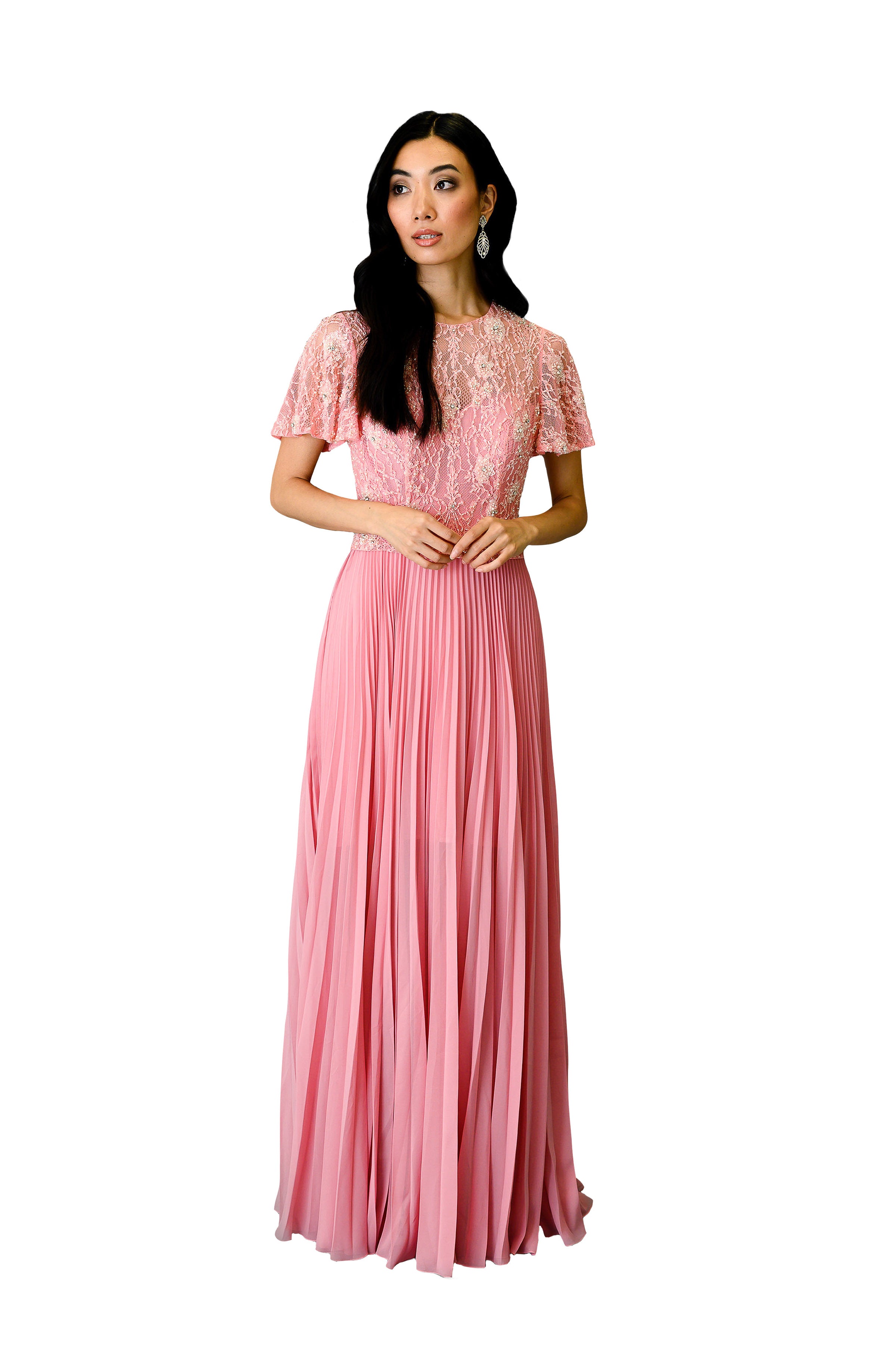 Elegant Women's Embroidered Pleated Dress - Flowy A-Line Midi Dress for Spring & Summer - Perfect for Weddings, Parties & Office Wear