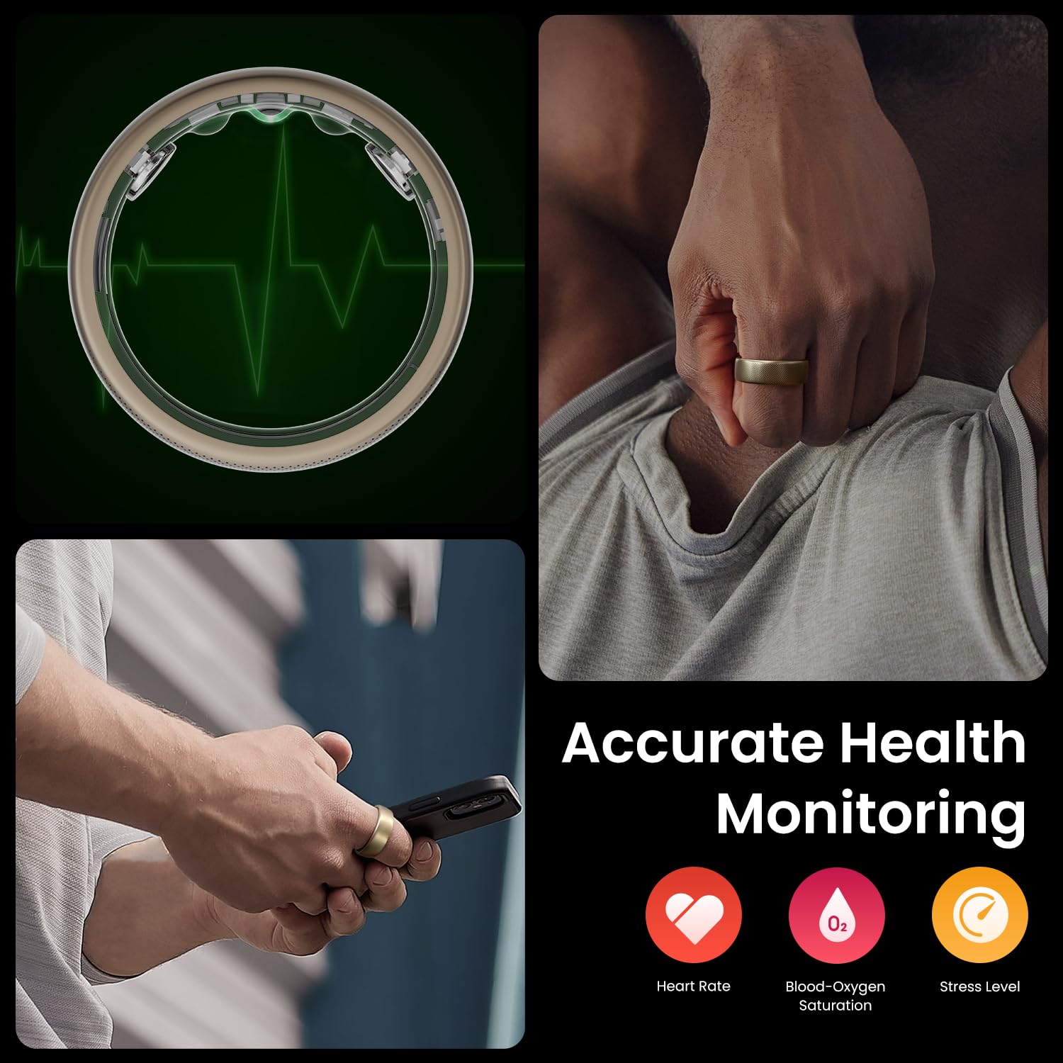 Amazfit Helio Smart Ring - Titanium Alloy Health & Fitness Tracker with Heart Rate, Sleep & Stress Monitoring | No Subscription Required | 1.4-Hour Fast Charging | Water-Resistant for Swimming & Showering | Perfect for Athletes, Fitness Enthusiasts & Health-Conscious Users (Size 10)