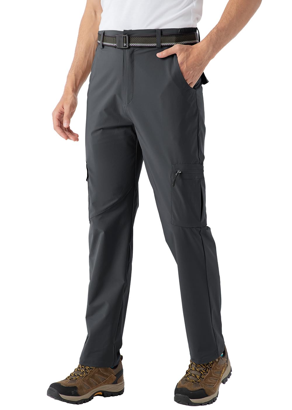 JHMORP Men's Hiking Pants - Stretch Lightweight Quick-Dry Water Resistant Outdoor Cargo Pants with 6 Pockets for Hiking, Fishing, Camping & Work