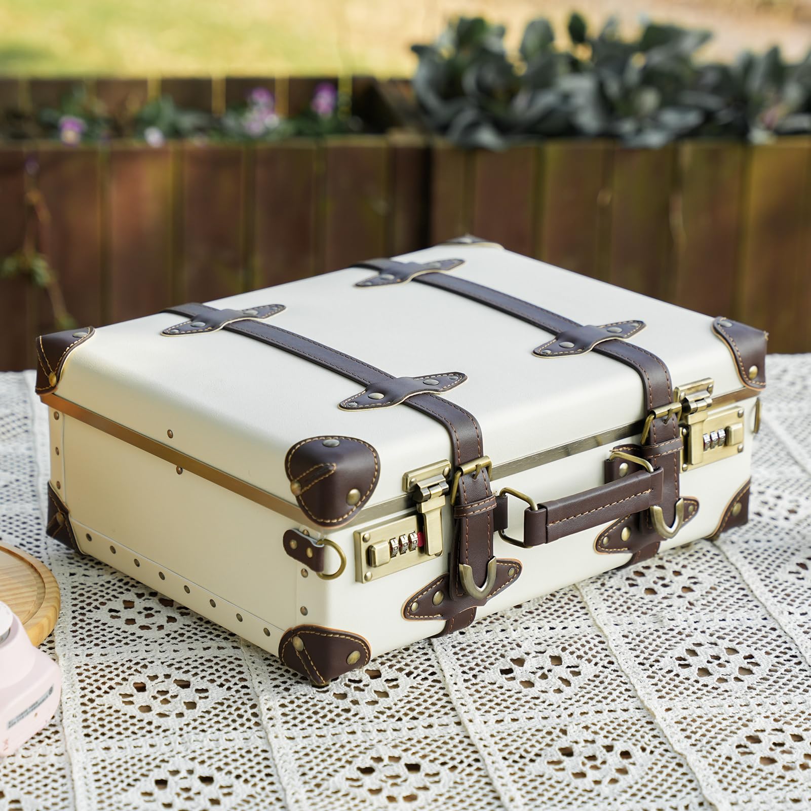 Vintage Leather Carry-On Suitcase - Cute Mini Overnight Bag with Shoulder Strap | Non-Wheeled Retro Travel Trunk for Weekend Getaways & Airplane Cabin Luggage