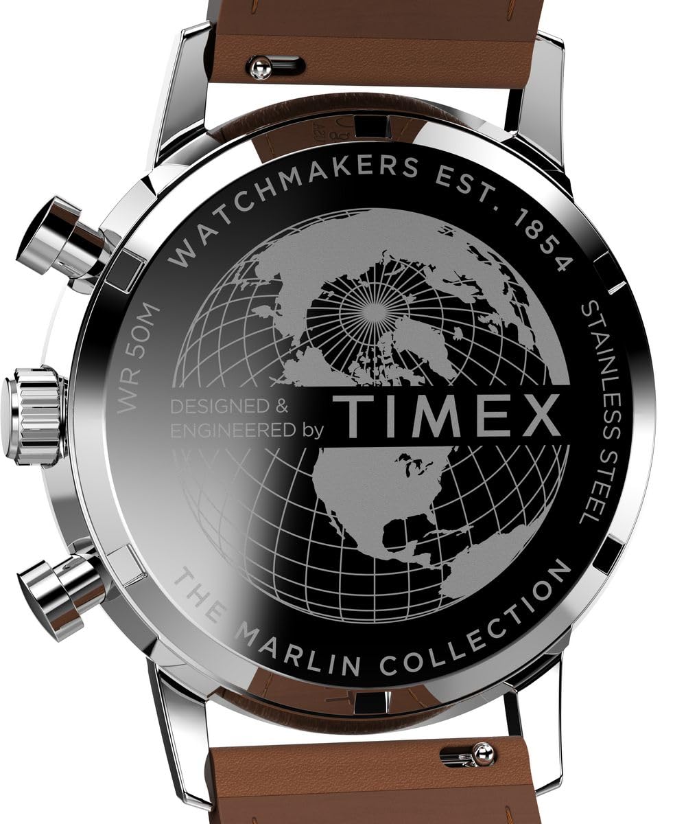 Timex Men's Marlin Chronograph Leather Strap Watch - Classic Analog Quartz Wristwatch for Business, Casual & Dress Occasions