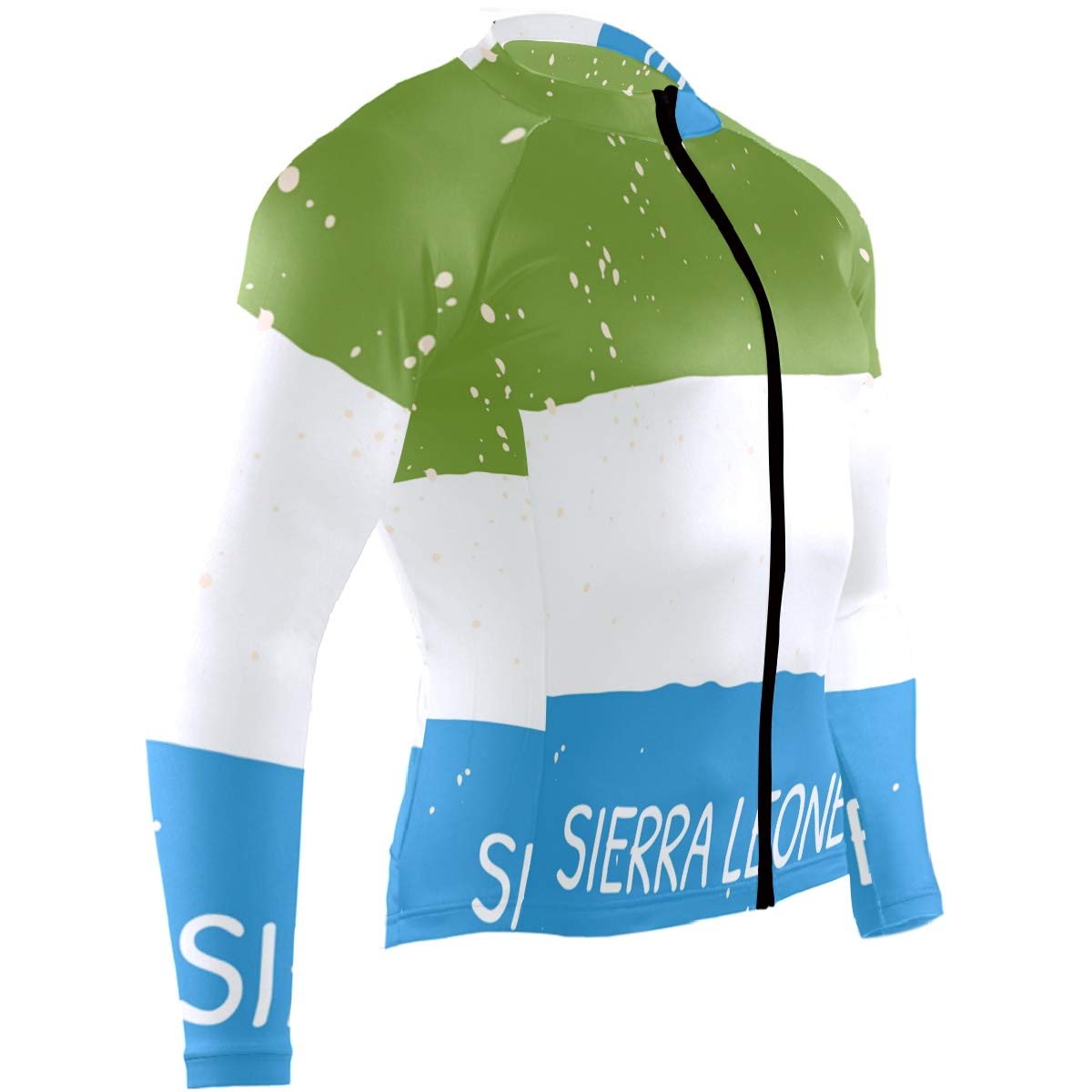 Men's Sierra Leone Flag Cycling Jersey - Long Sleeve Bike Jacket for Road & Mountain Biking - Breathable & Moisture-Wicking Bicycle Shirt for Cycling Enthusiasts & National Pride - Perfect for Training, Races & Outdoor Adventures