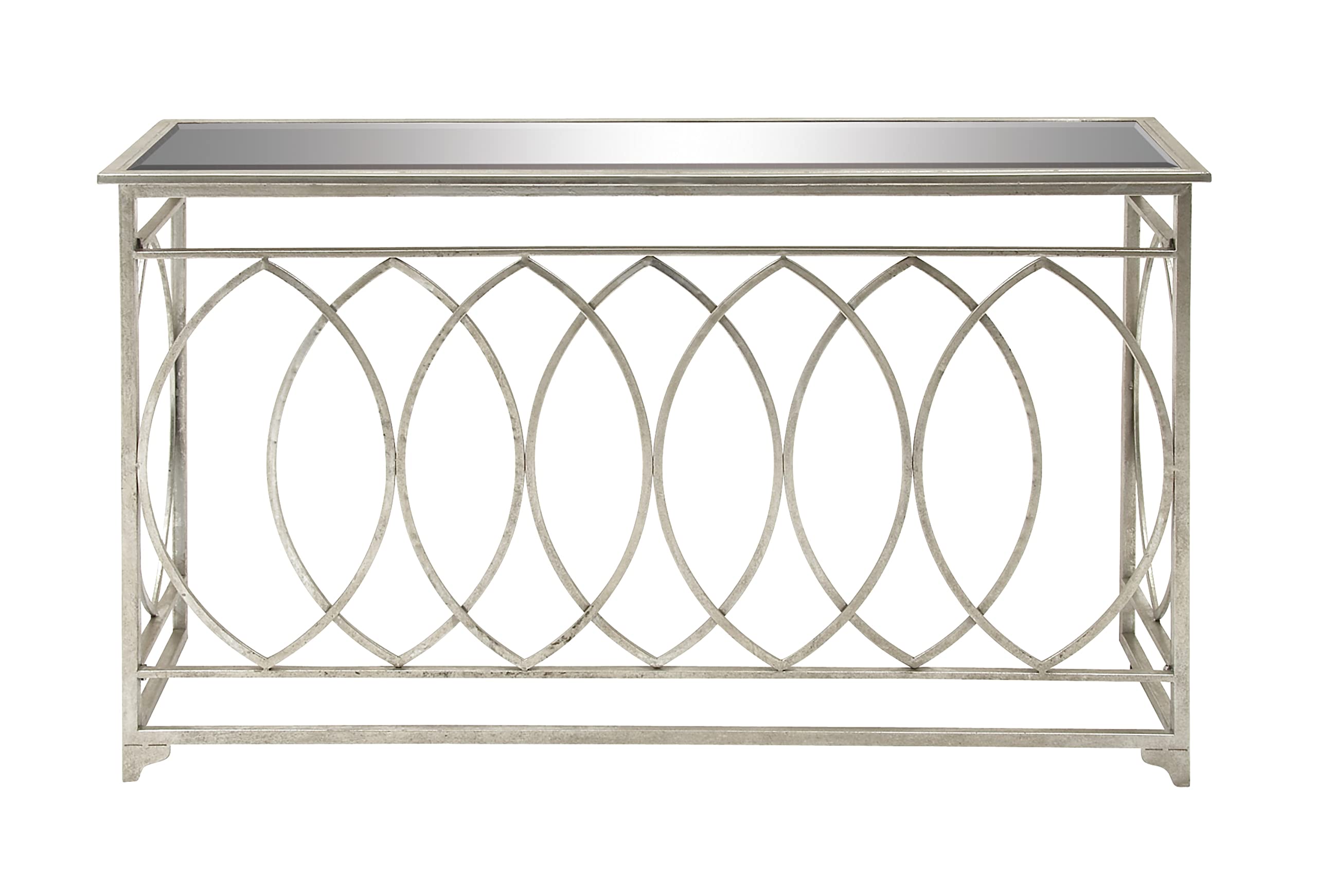 Deco 79 Modern Silver Metal Geometric Entryway Console Table with Mirrored Glass Top - 54