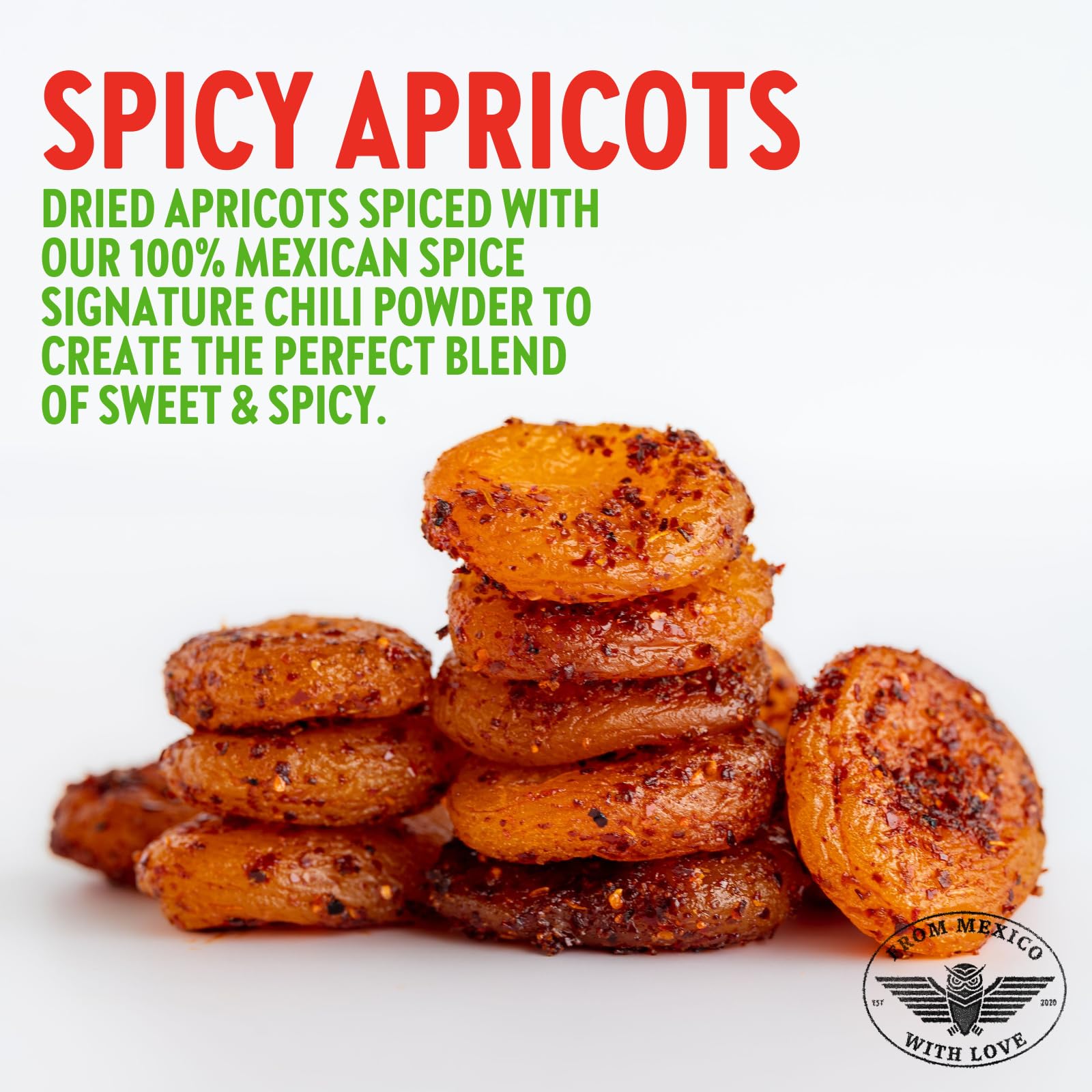 Spicy Dried Apricots Snacks - 2 Pack | CHUZA Mexican Chili Apricot Candy | Natural Dried Fruit for Adults & Kids | Perfect for Parties, Road Trips & Healthy Snacking