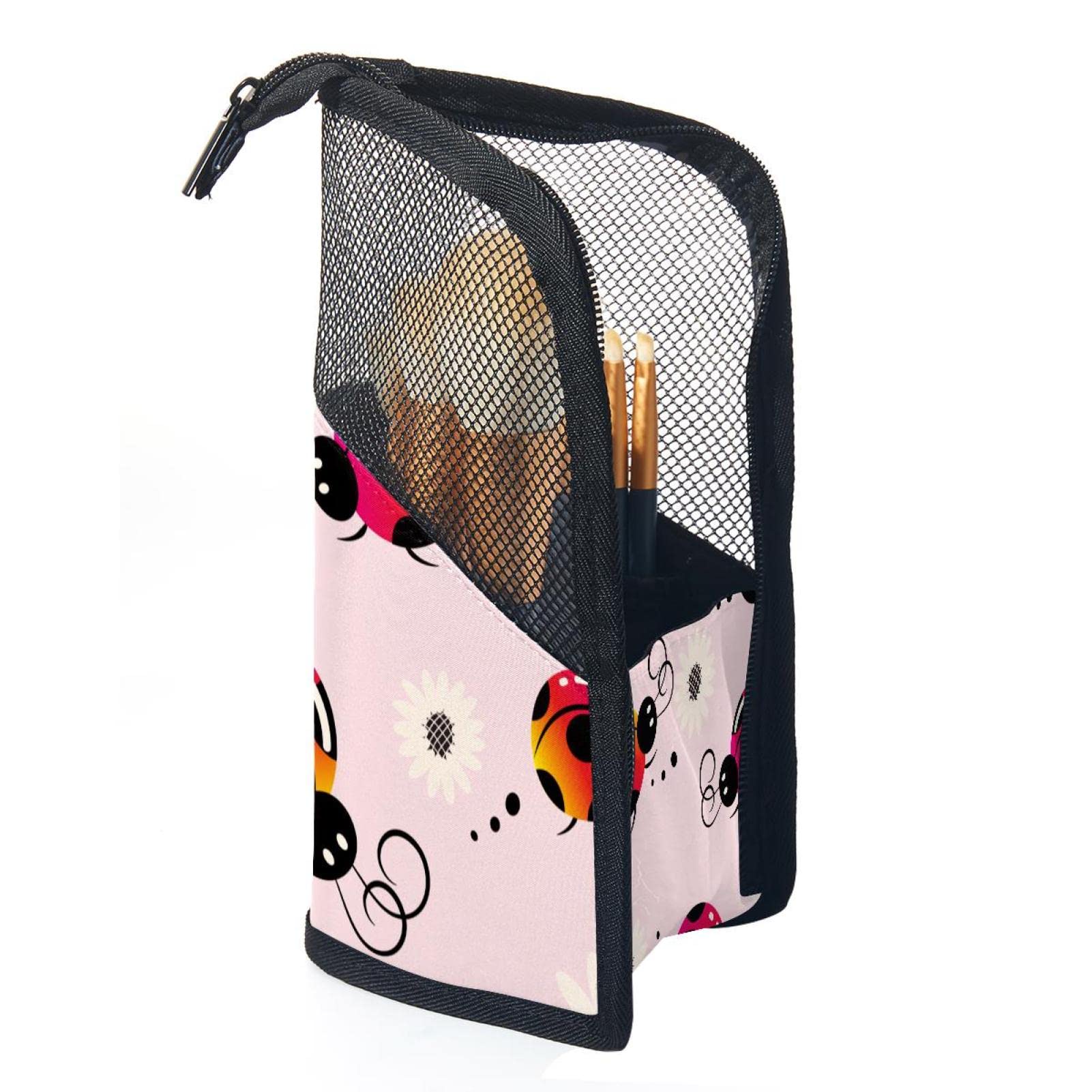 Professional 12-Piece Cosmetic Brush Set with Holder - Portable Makeup Brush Organizer Pouch & Stand-up Cup for Women & Girls - Perfect for Travel, Home, and Professional Artist Storage