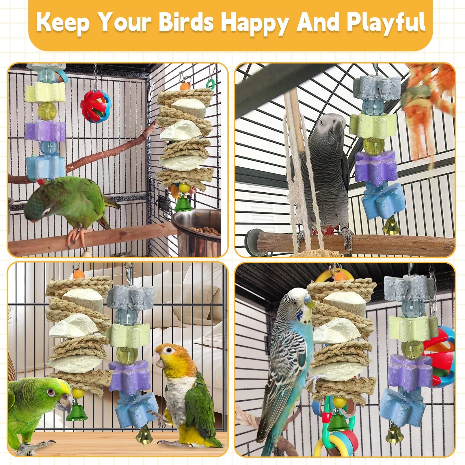 2 PCS Bird Chew Toys for Parrots, Conures, Cockatiels & Budgies - Mineral Lava Blocks & Cuttlebone Beak Stone for Beak Trimming & Play - Perfect for African Gray, Parakeets & Small Birds - Cage Accessories for Mental Stimulation & Healthy Beak Care
