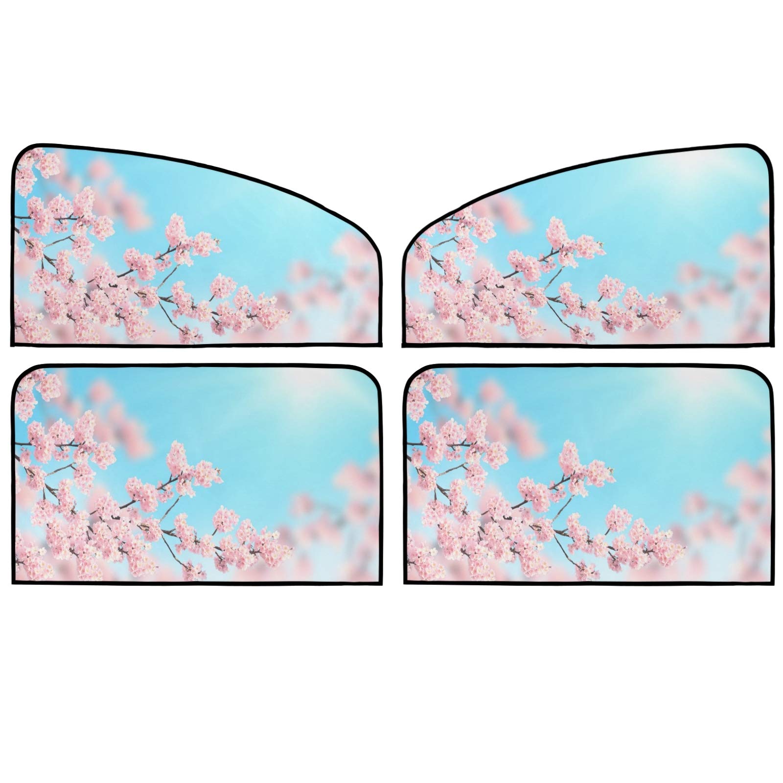Blueangle Pink Cherry Blossom Car Sunshades - 4 Pack UV Protection for Baby & Driver