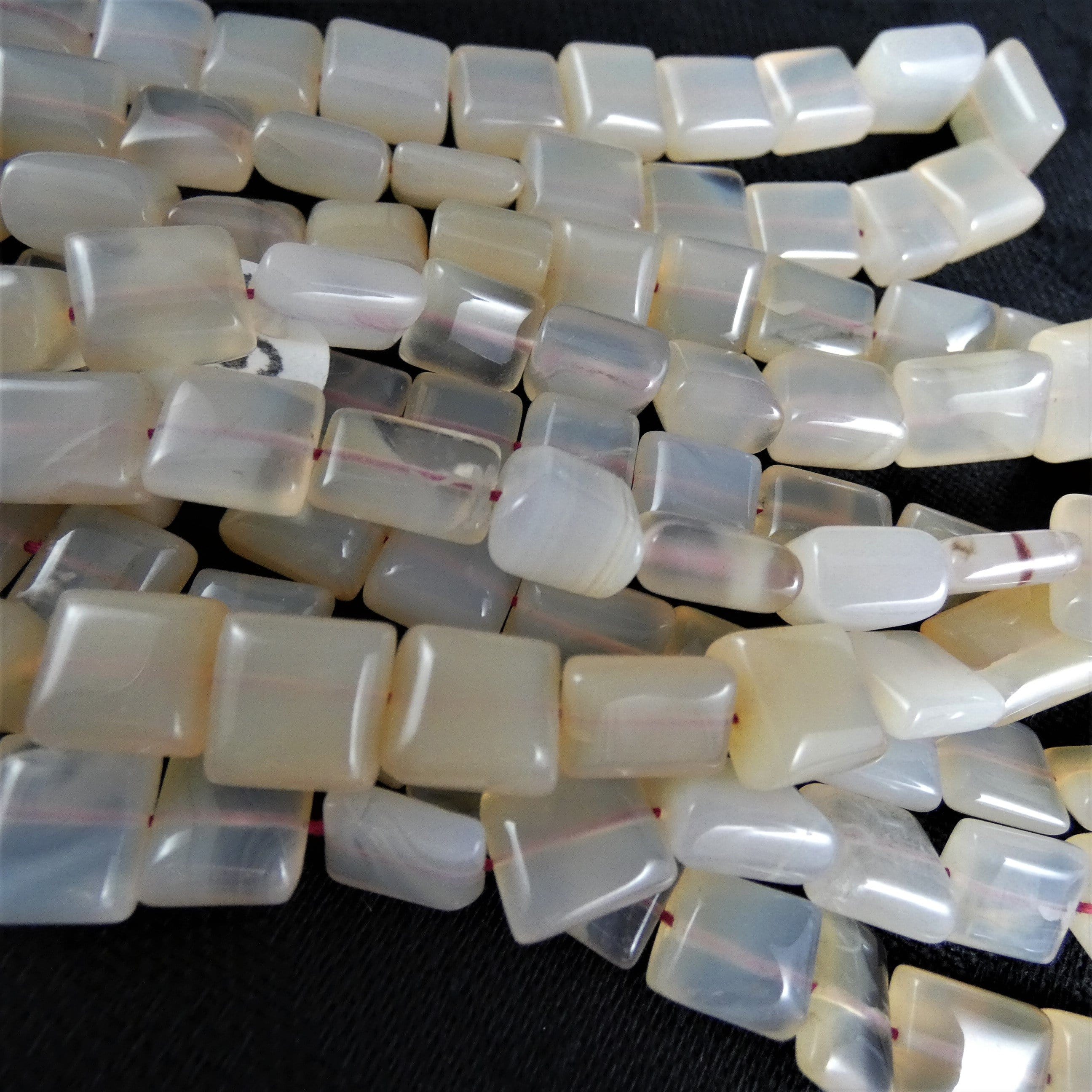 Natural Chalcedony Bead Strands - Small Square Gemstone Beads for Jewelry Making, DIY Crafts, Bracelets & Necklaces - Perfect for Boho, Handmade & Healing Crystal Designs