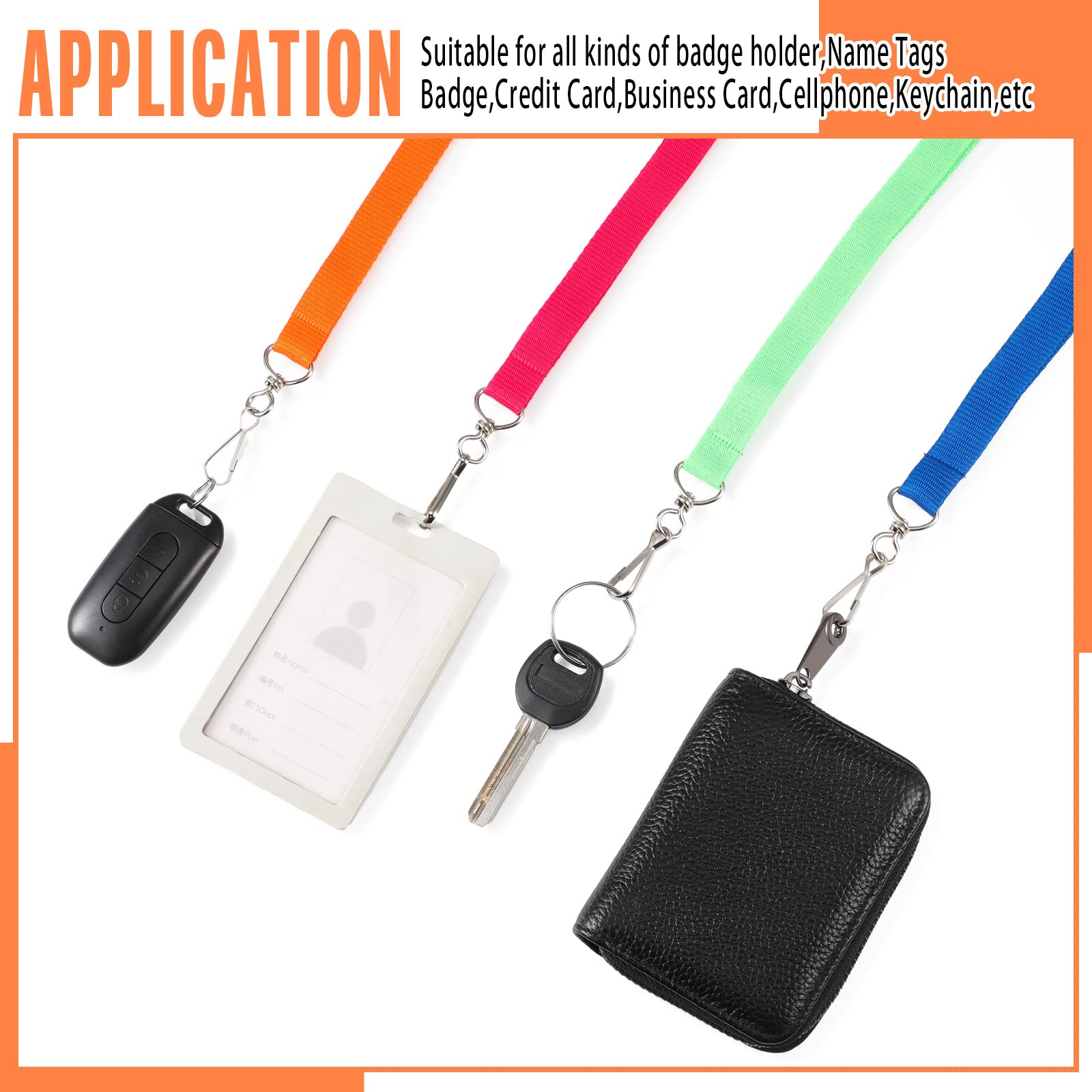 60 Pcs Breakaway Lanyards with J Hook for ID Badges - Multi Colors for Office & Events