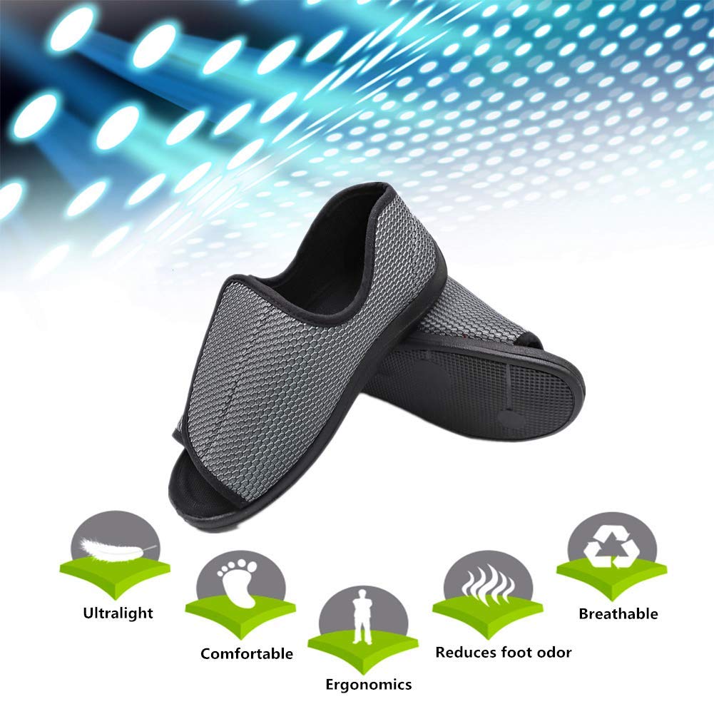 **Men's Open Toe Diabetic Slippers for Swollen Feet – Adjustable Orthopedic Walking Shoes for Arthritis, Edema & Elderly Men – Comfortable Wide Width Recovery Footwear for Home & Outdoor Use**