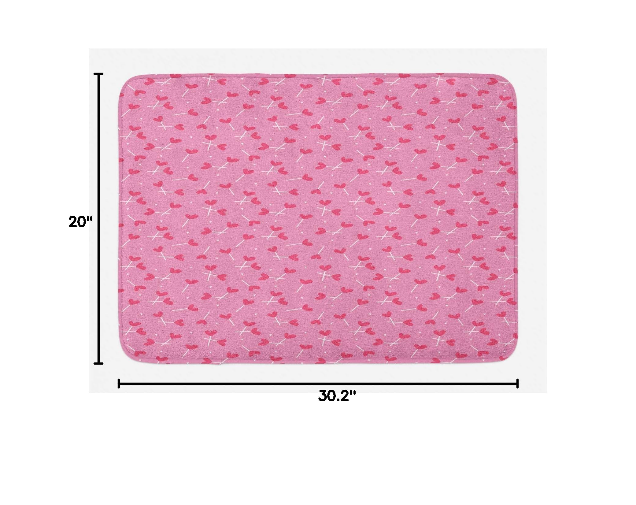 Ambesonne Romantic Heart Candies Print Bath Mat - Non-Slip Plush Bathroom Rug for Valentine's Day, Anniversary & Bridal Shower Decor (30.2