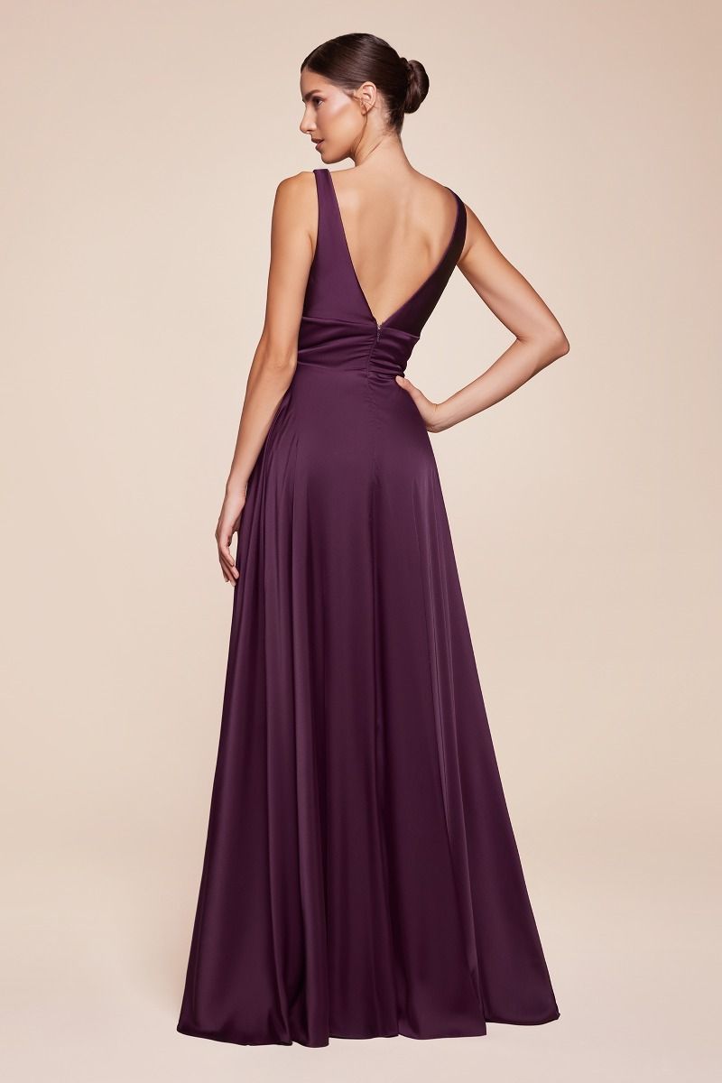 Kinsley Gown - Soft Satin A-Line Dress in Elegant Eggplant Purple | Perfect for Evening Parties, Weddings & Special Occasions