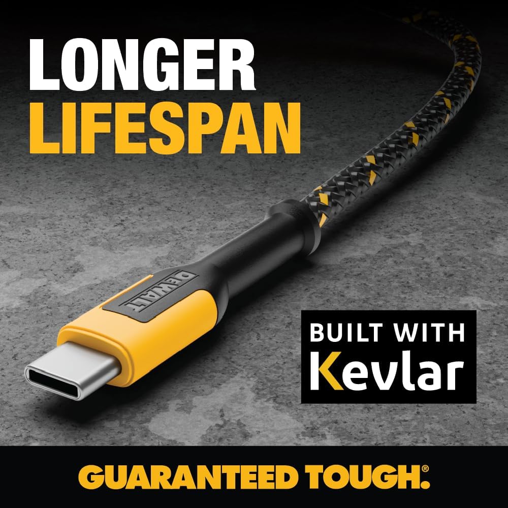 DEWALT Wearable Bluetooth Speaker with USB C to C Charging Cable & 2-Port PD Fast Charger - Perfect for Construction Sites, Outdoor Work & Jobsite Entertainment
