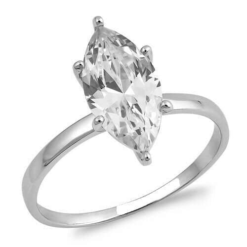 1Ct Marquise Cut Cubic Zirconia Solitaire Engagement Ring - White Gold Plated CZ Wedding Band for Women, Perfect for Proposals, Anniversaries & Special Occasions