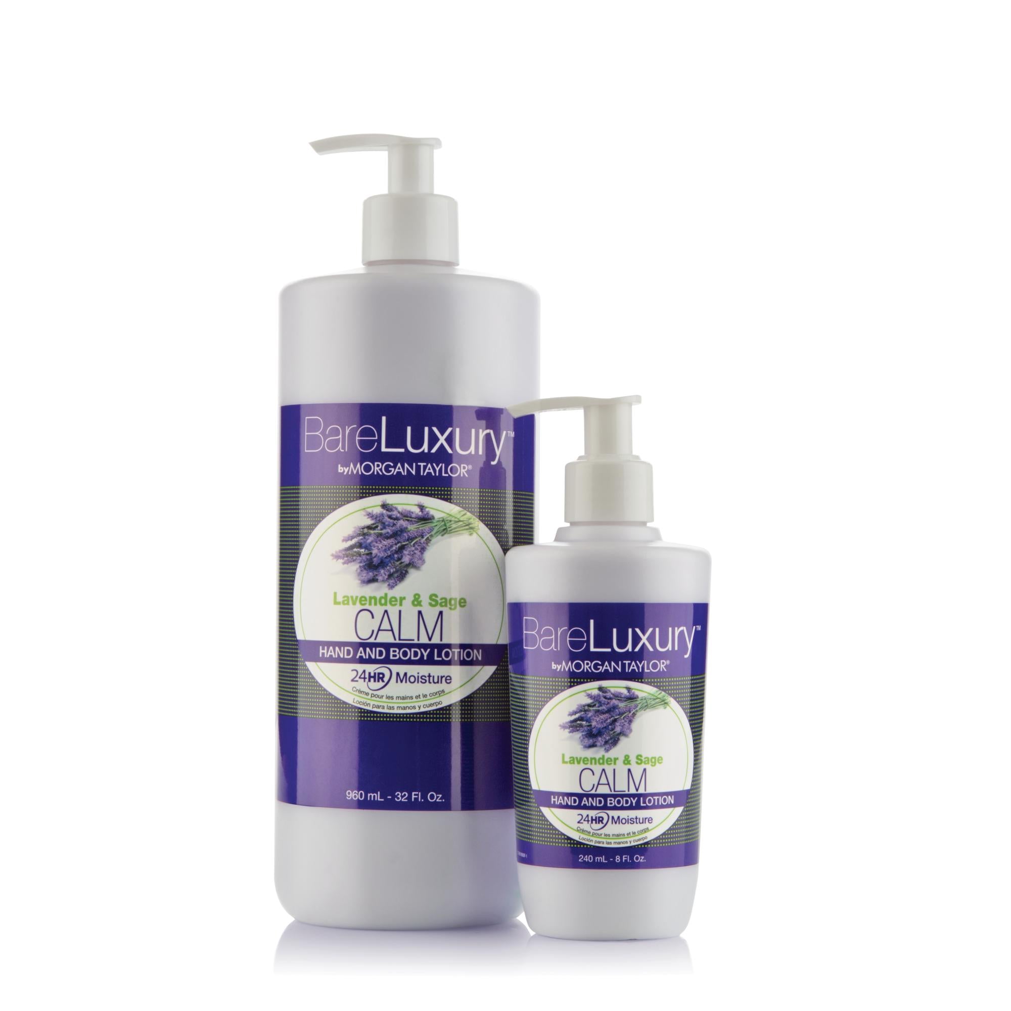 BareLuxury by Morgan Taylor Calm Lavender & Sage Moisturizing Lotion - Soothing Aromatherapy Body Cream for Relaxation & Stress Relief - Perfect for Spa Nights & Self-Care Routines