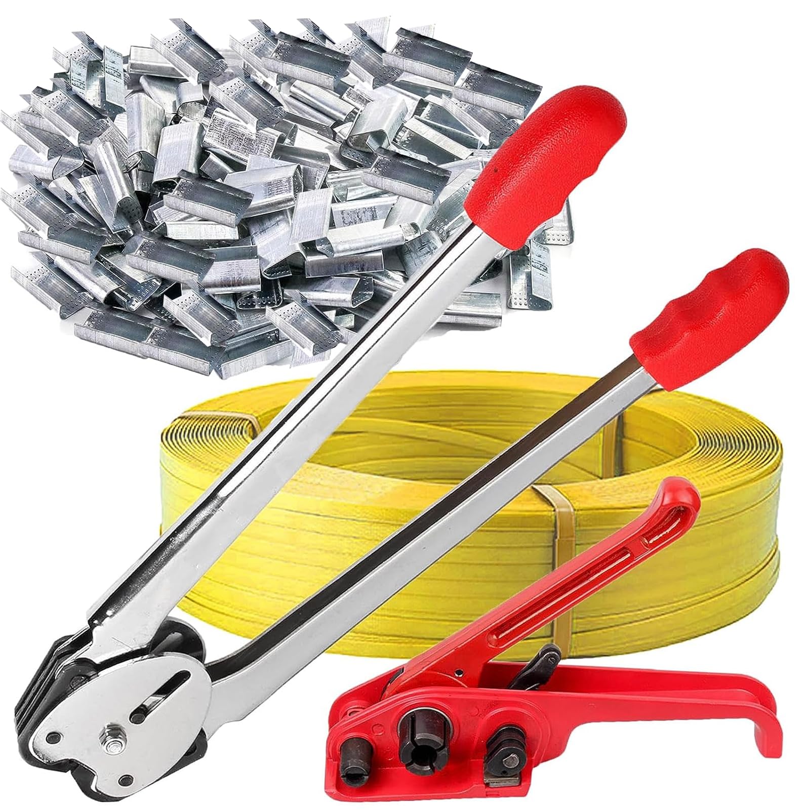 Heavy Duty PP Plastic Strapping Kit - Packaging Strapping Banding Tensioning Tool with Sealer for Secure Shipping, Warehouse & Logistics Use