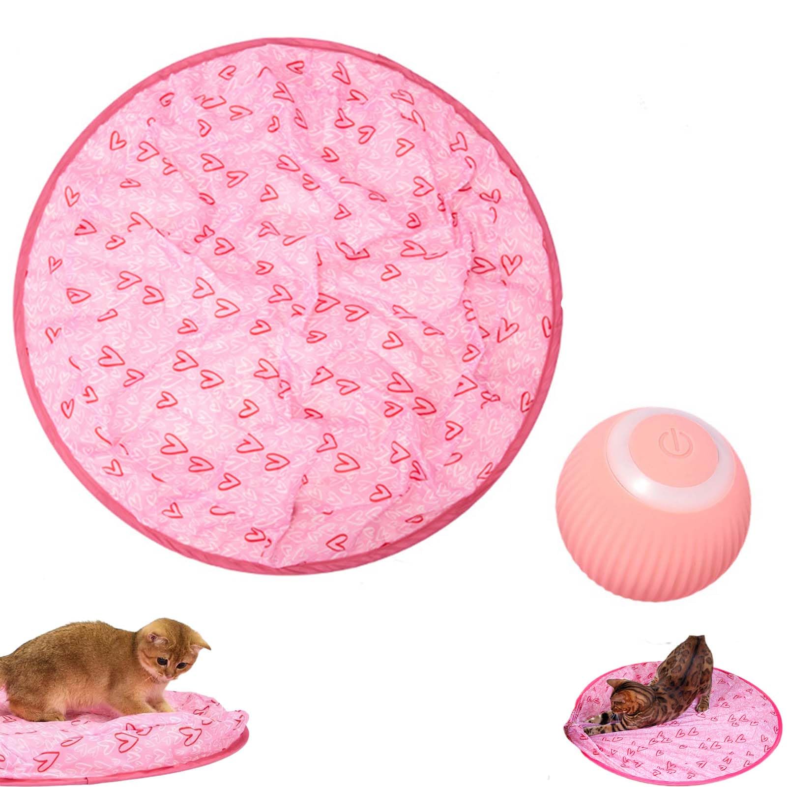 Gertar 2-in-1 Interactive Cat Toy - USB Rechargeable Smart Power Ball 2.0 with Simulated Hunting Game for Indoor Cats (Pink) | Perfect for Playtime, Exercise & Mental Stimulation