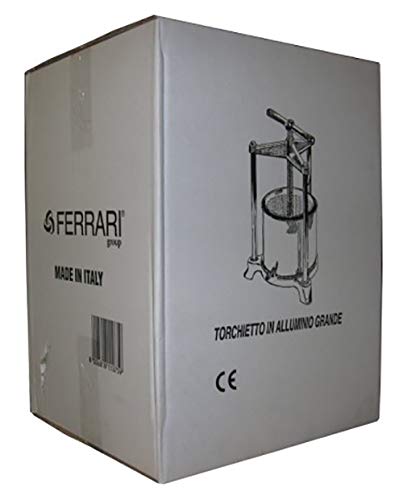 Premium Ferrari Aluminum & Stainless Steel Fruit Press - 20x17cm (5.5 Quart) for Juicing Apples, Grapes & Berries - Perfect for Homemade Cider, Wine & Juice Making
