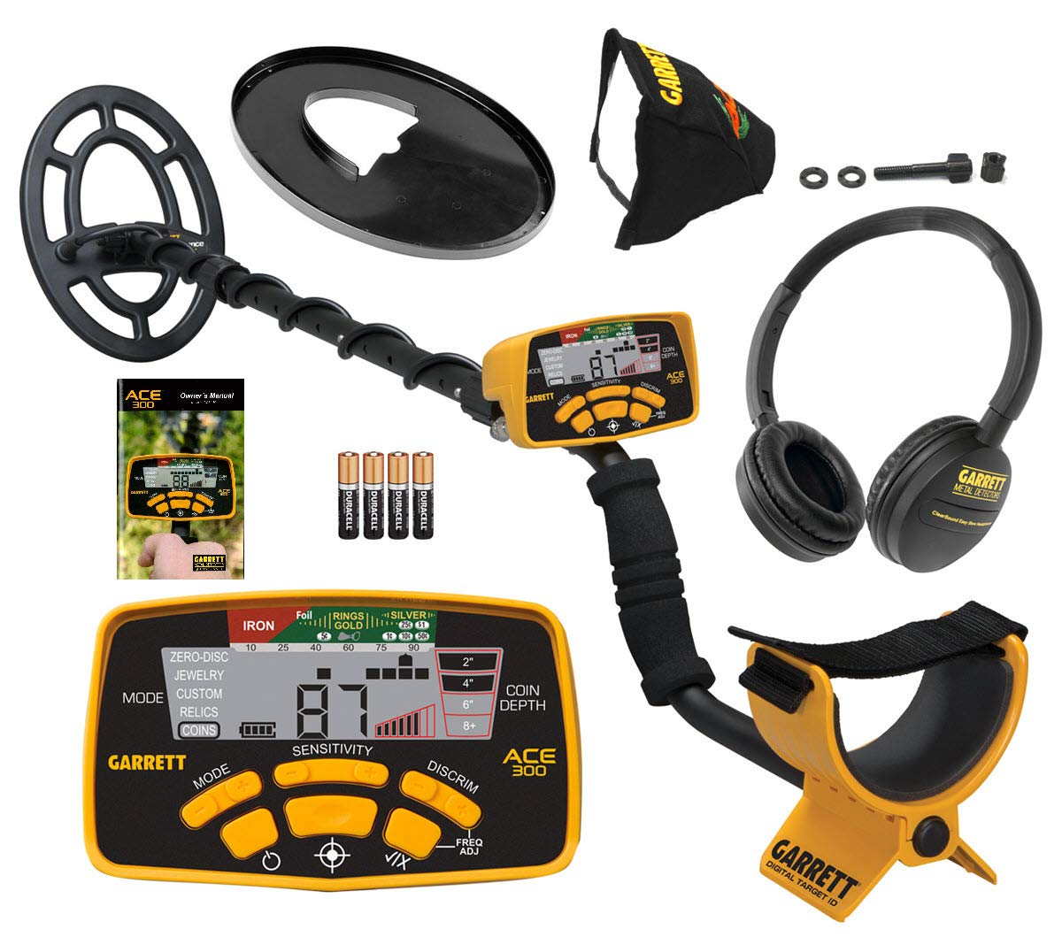 Garrett ACE 300 Metal Detector with Waterproof Search Coil & Headphones - Professional Metal Detecting Kit for Treasure Hunting, Beach, Park & Outdoor Adventures