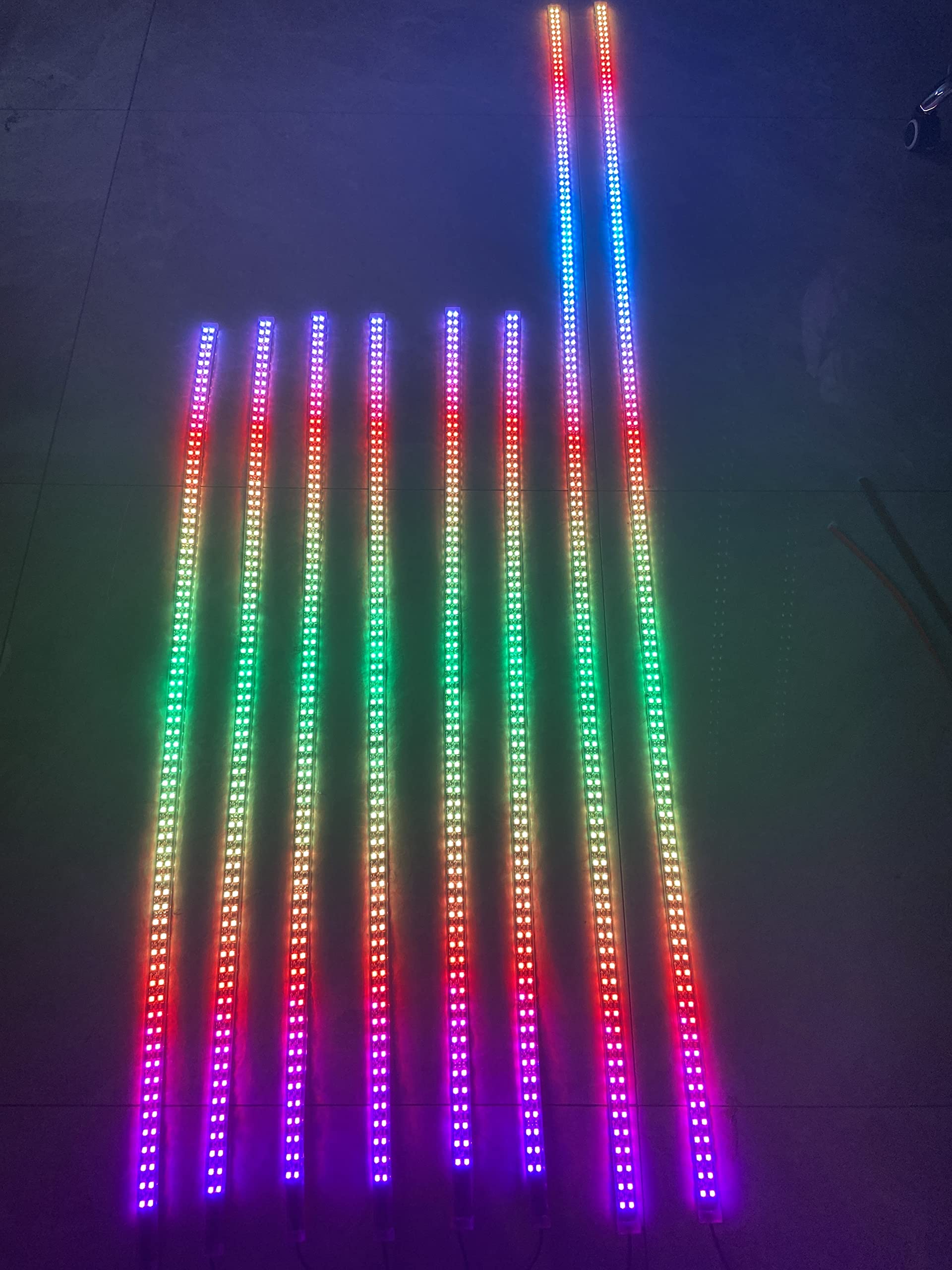 6PCS 5FT + 2PCS 6.5FT Ultra Bright Dual Row LED Strip Lights - RGB Color Changing Car Truck Underglow Kit with Chasing Flow Effects for Wheel Wells, Hood & Grill Lighting - Perfect for Night Driving & Car Shows