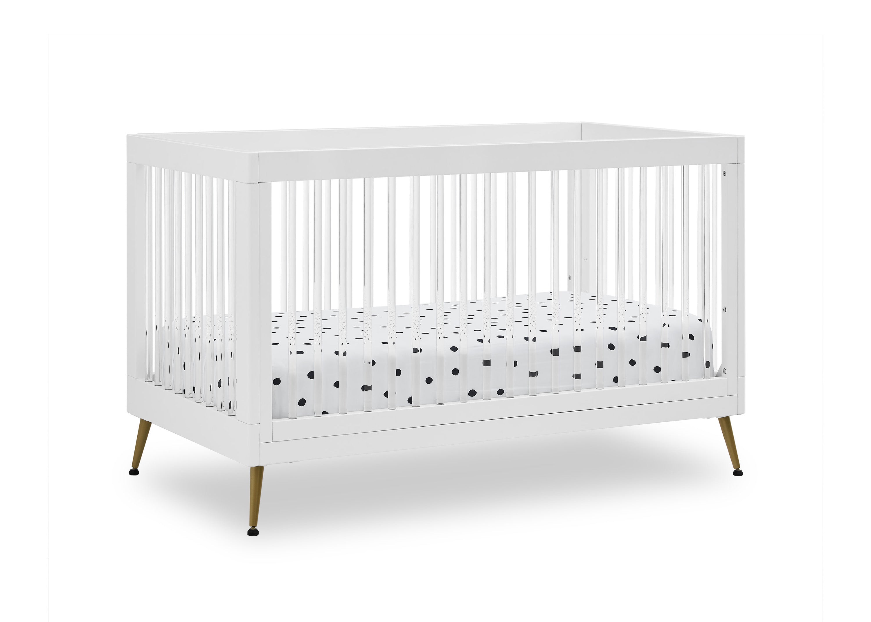 Sloane 4-in-1 Convertible Acrylic Baby Crib - Modern Nursery Furniture for Newborns, Toddlers & Kids (Daybed, Twin Bed Conversion)