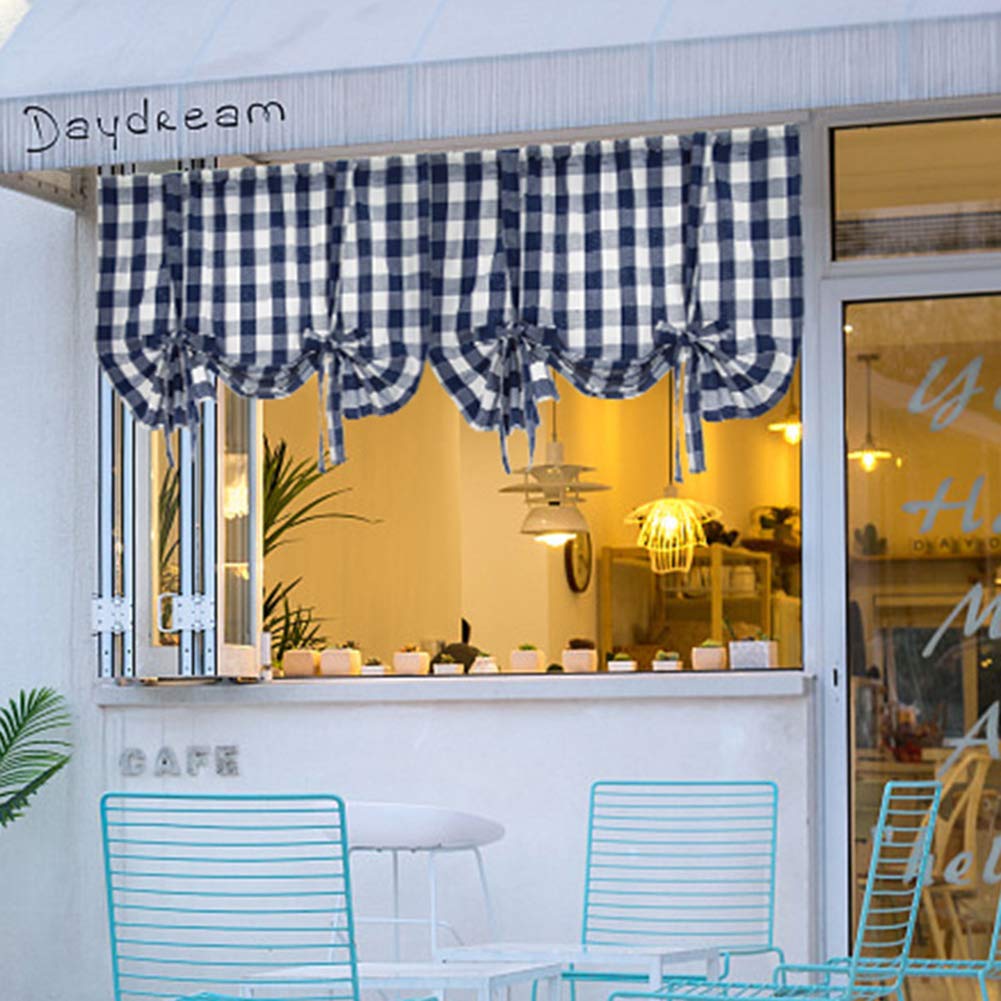 Farmhouse Blue Buffalo Check Thermal Curtains - Insulated for Small Windows & Home Decor