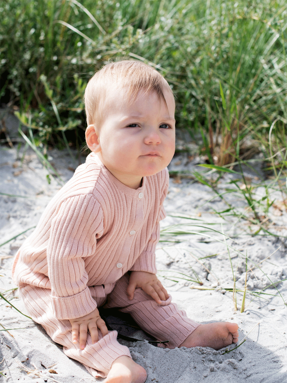 Organic Baby Cardigan for Girls & Boys - Soft Rose Dust Knit Sweater by Serendipity | Perfect for Newborn Photoshoots & Special Occasions
