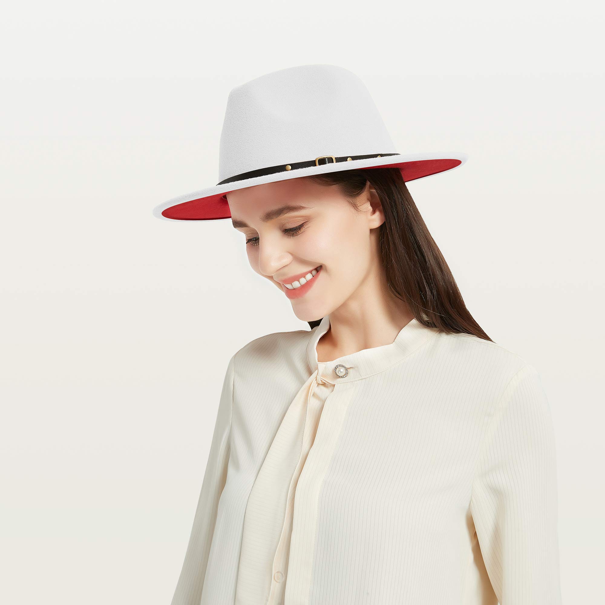 Stylish Fedora Hats for Men & Women - Wide Brim Felt Dress Hat with Belt Buckle | Classic Panama Hat for Outdoor Events, Weddings & Fashion Accessories