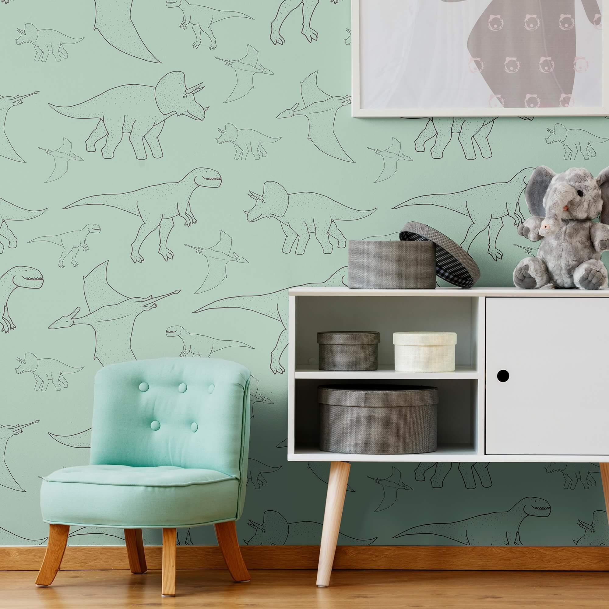 Green Animals Children's Peel and Stick Removable Wallpaper 9336 - Perfect for Nursery, Kids Room Decor & Playroom Wall Design