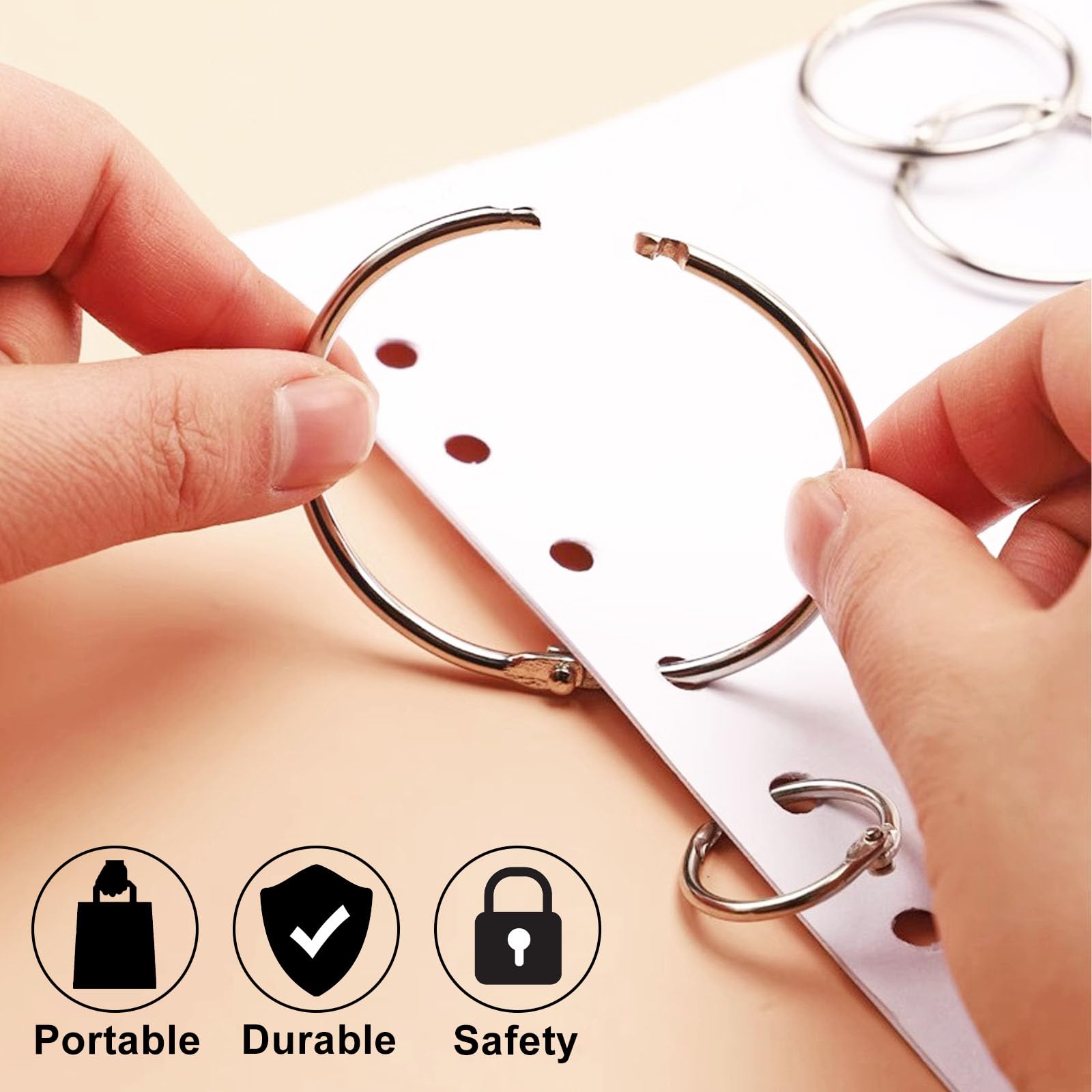 Small Binder Rings Assorted Sizes (0.5, 1, 1.2 Inch) - 36pc Metal Book Rings for Index Cards, Flash Cards & Loose Leaf Paper - Durable Ring Clips for School, Office & Craft Organization