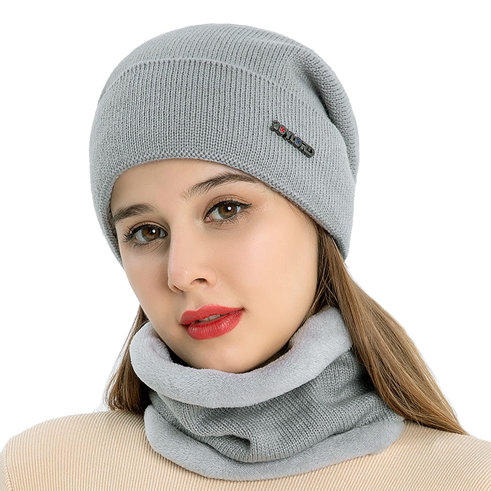 Warm Winter Hats and Scarf Set - Fleece Lined Knit Beanie & Neck Warmer for Men & Women | Cold Weather Accessories for Outdoor Activities
