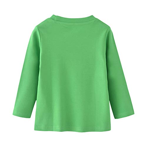 Boys' Long Sleeve Truck Print T-Shirt - Green Cotton Kids Tee for Playdates, School & Outdoor Adventures
