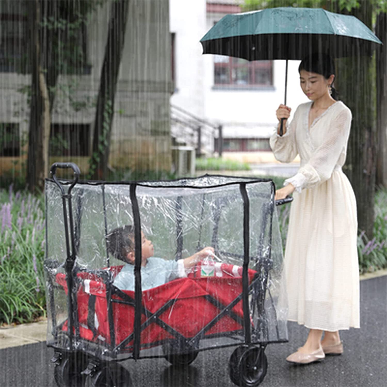 **Waterproof Snow Wind Rain Cover for Hand Push Portable Camping Trolley - Collapsible Outdoor Folding Wagon Accessory - Lightweight & Foldable for Hiking, Beach, Picnic & Outdoor Adventures**