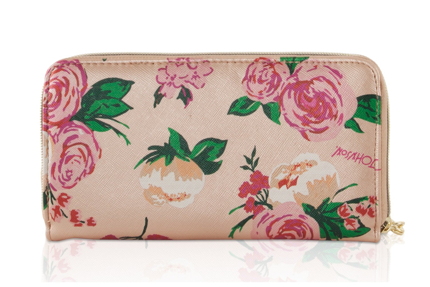 Betsey Johnson Rose Front Pocket Zip Wristlet Wallet - Metallic Clutch for Women | Perfect for Evening Parties, Date Nights & Special Occasions