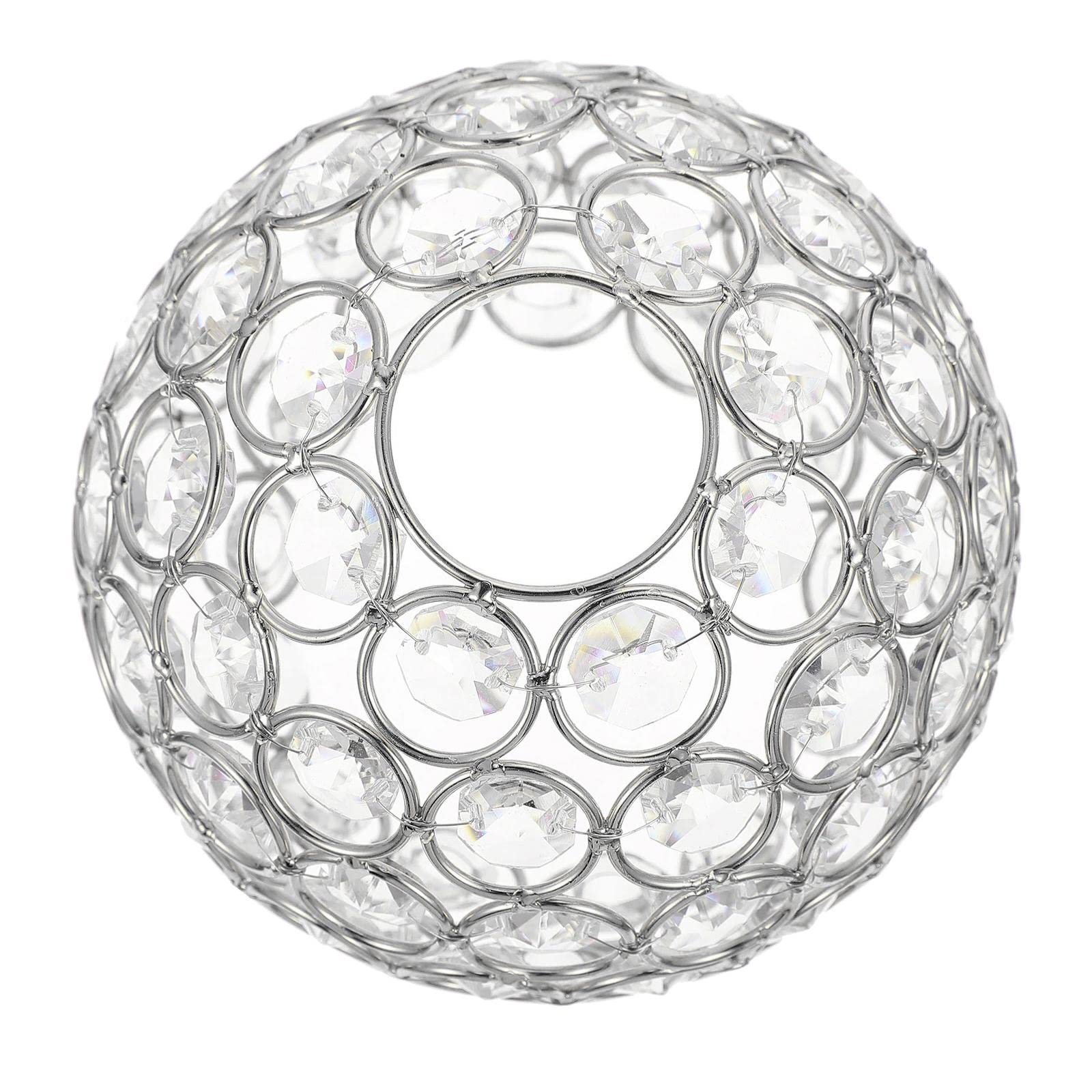 Crystal Ceiling Light Shade Replacement - Silver Chandelier Cover for Desk, Reading, Bathroom & Bedroom Lamps | Elegant Home & Dorm Decor