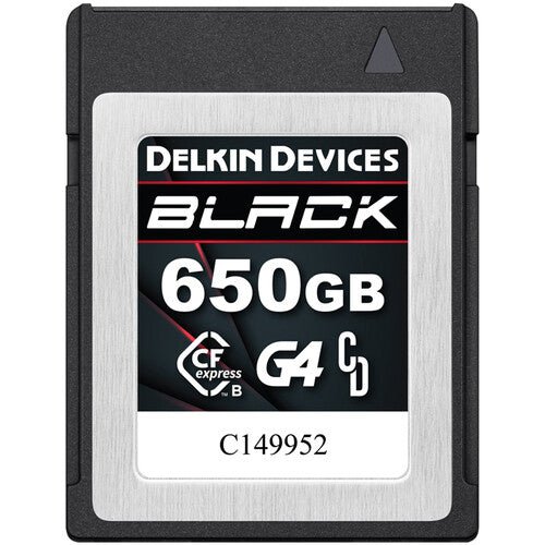 Delkin Devices 650GB BLACK CFexpress Type B Memory Card - High-Speed Professional Photography & 8K Video Storage - Perfect for DSLR, Mirrorless Cameras & Cinematic Recording