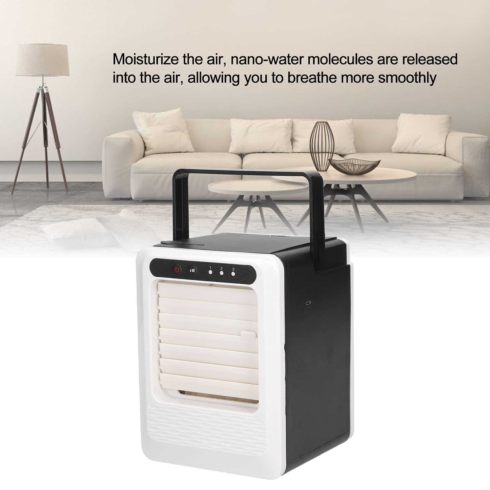 5-in-1 Portable Air Conditioner & Air Cooler Fan with Humidifier - USB Powered Mini AC for Home, Office, Dorm - Personal Cooling & Air Purification for Summer, Small Spaces & Desktop Use
