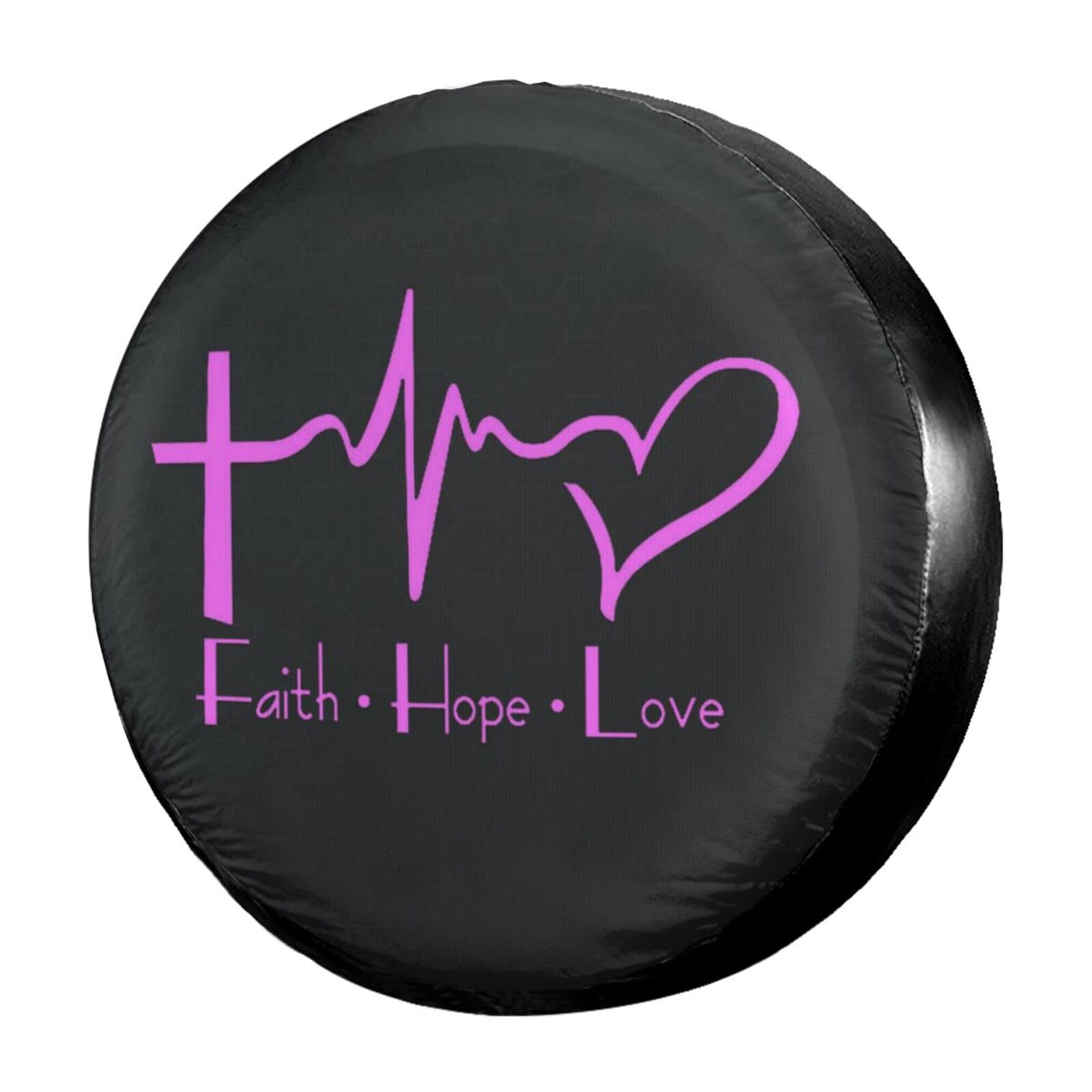 Faith Hope Love Waterproof Dust-Proof Spare Tire Cover - Fits 15 Inch Wheels for Jeep, Trailer, RV, SUV & Most Vehicles - Perfect for Outdoor Adventures & Road Trips