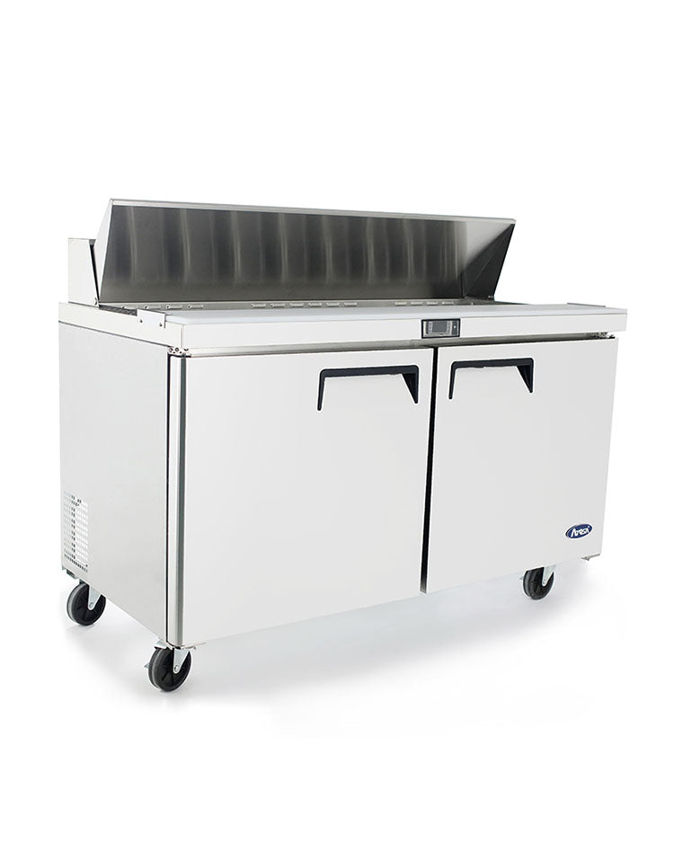Atosa MSF8303 Commercial 2-Door Sandwich Prep Refrigerator - 60.2 Inch Stainless Steel Work Table with Storage | Perfect for Delis, Cafes & Restaurant Kitchen Food Prep Stations