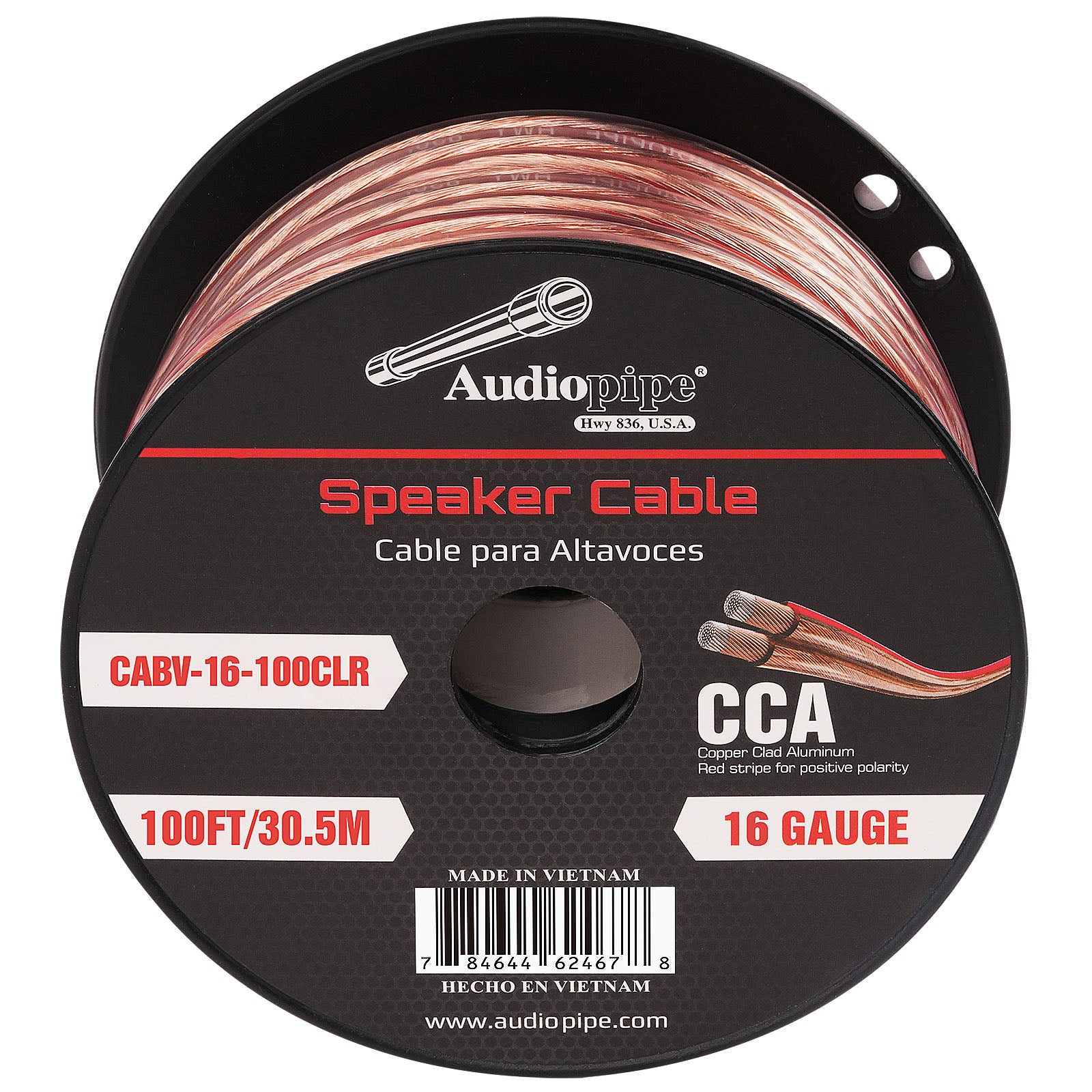 100FT 16AWG Speaker Cable - High Performance Oxygen-Free Copper Audio Wire for Home Theater, Studio, PA Systems - Clear CABV 16 100CLR (Ideal for Surround Sound, DJ Equipment, and Professional Installations)