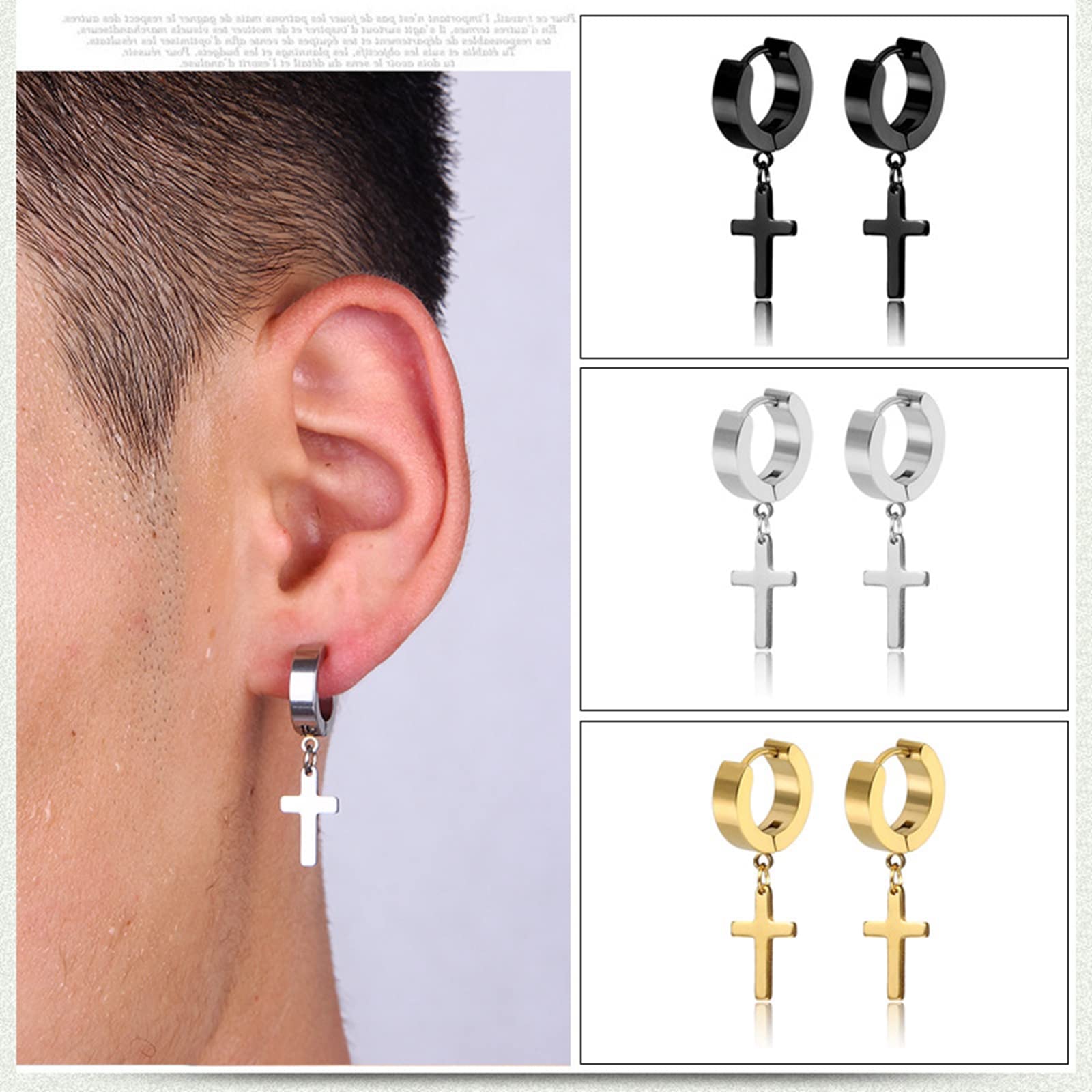 6 Pairs Black Stud Earrings for Men & Women - Stainless Steel Hoop Earrings Set - Durable & Hypoallergenic Jewelry for Daily Wear, Parties & Gifts