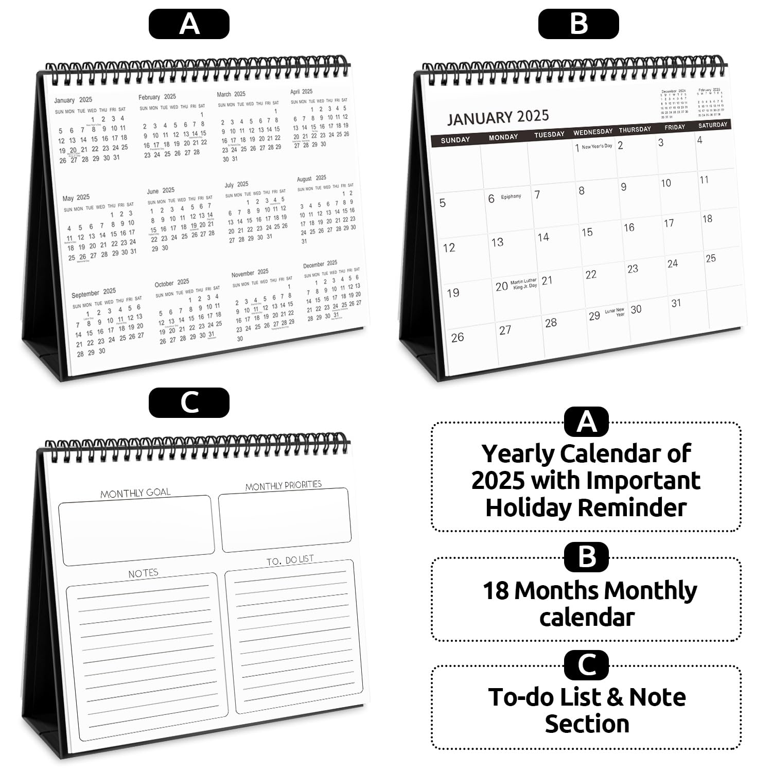 SKYDUE 18-Month Desk Calendar 2025-2026 (Jan 2025-Jun 2026) - 10