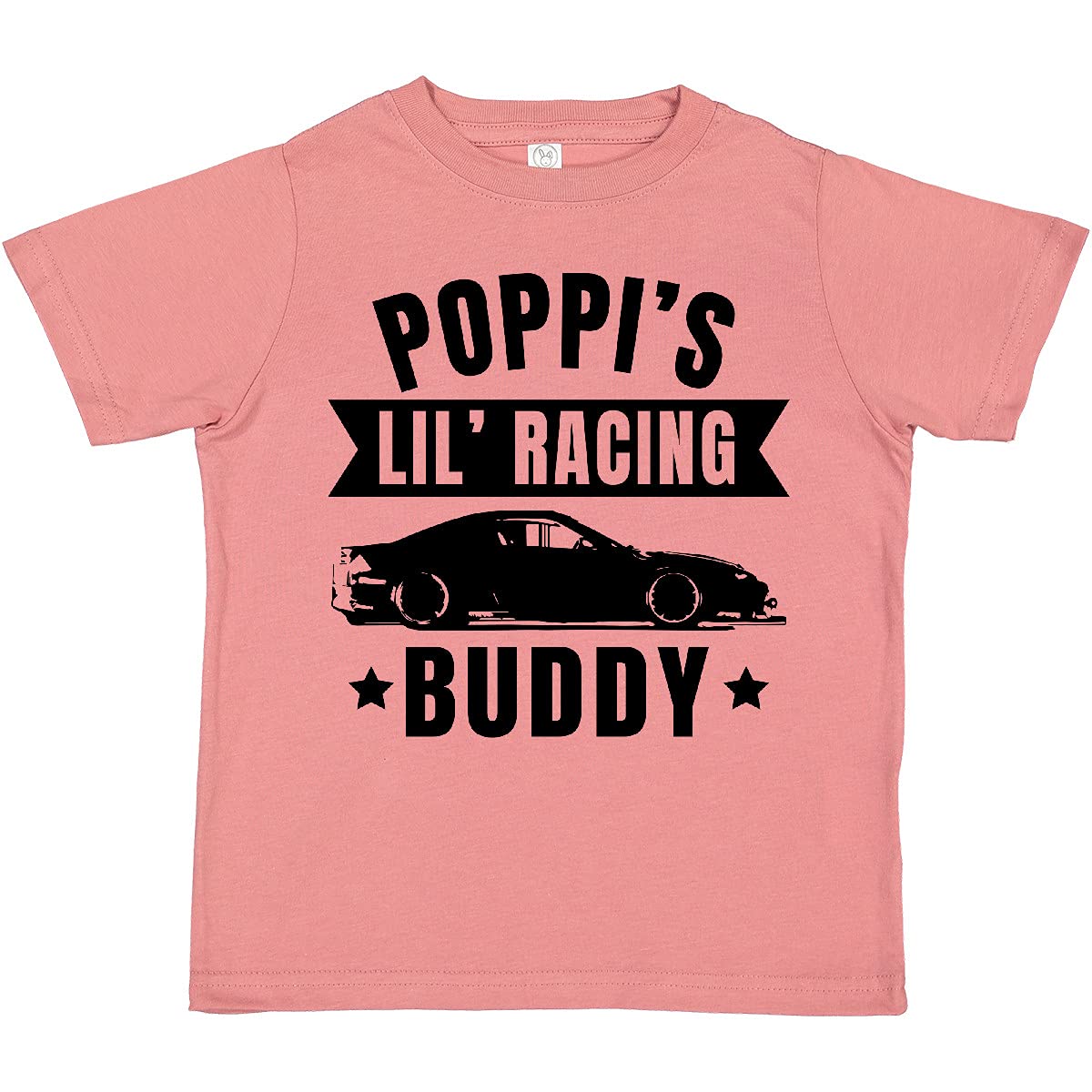 Inktastic Poppis' Lil' Racing Buddy with Car Silhouette Toddler T-Shirt - Cute Baby Boy Clothes for Car Lovers - Perfect for Playdates, Birthday Parties & Family Outings